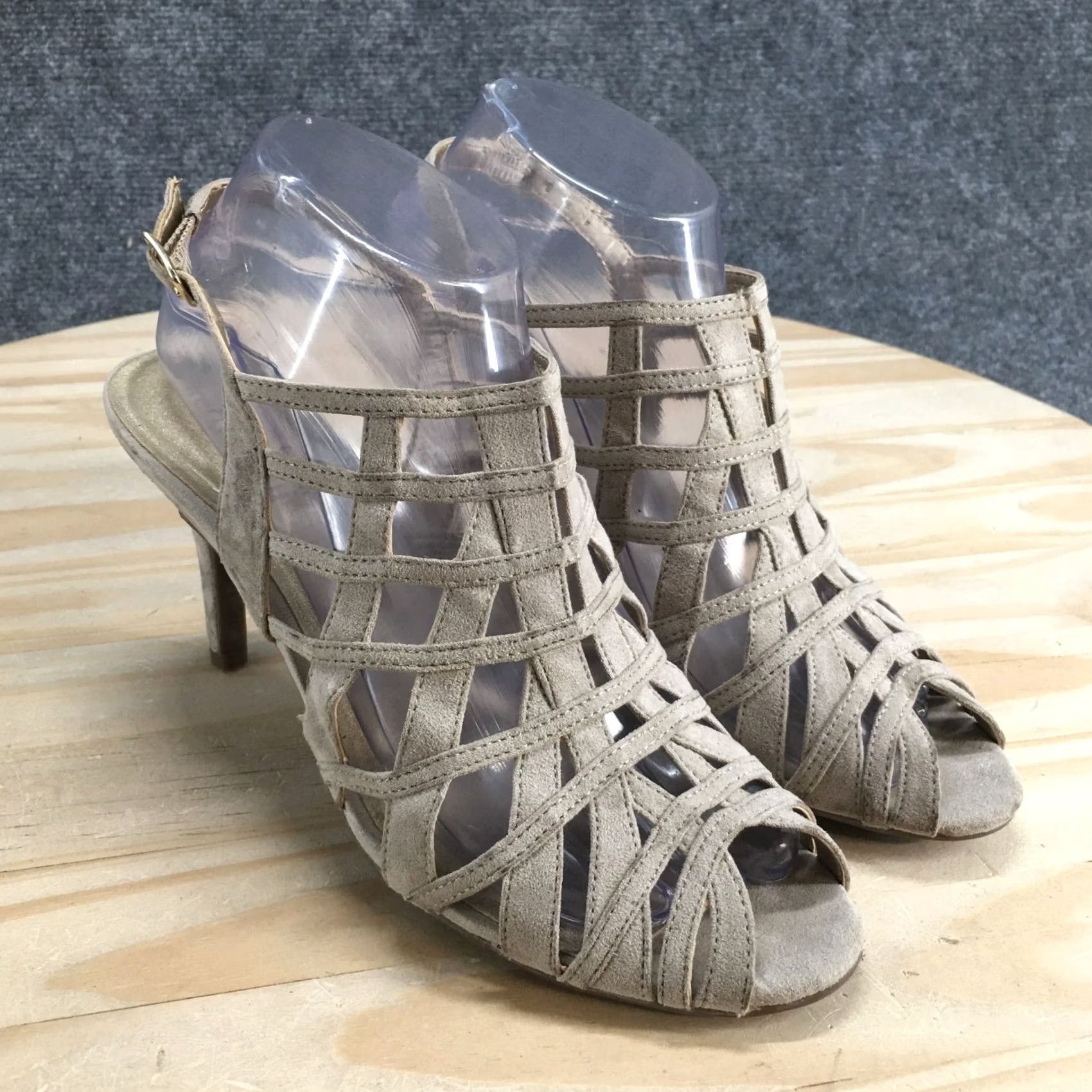 Vintage Kelly & Katie Sandals Womens 8 Slingback Beige Peep Toe Casual Stiletto Heels Size US 6 / IT 36 - 3 Thumbnail