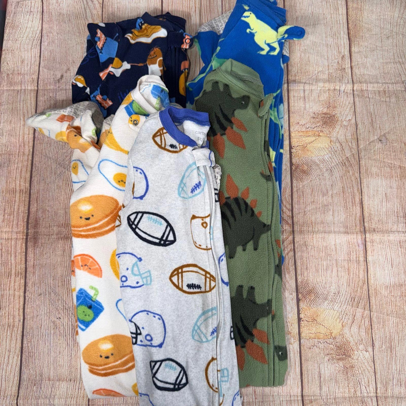Other 5T Dino, Food and Football Themed Footed Pjs Size ONE SIZE - 1 Thumbnail