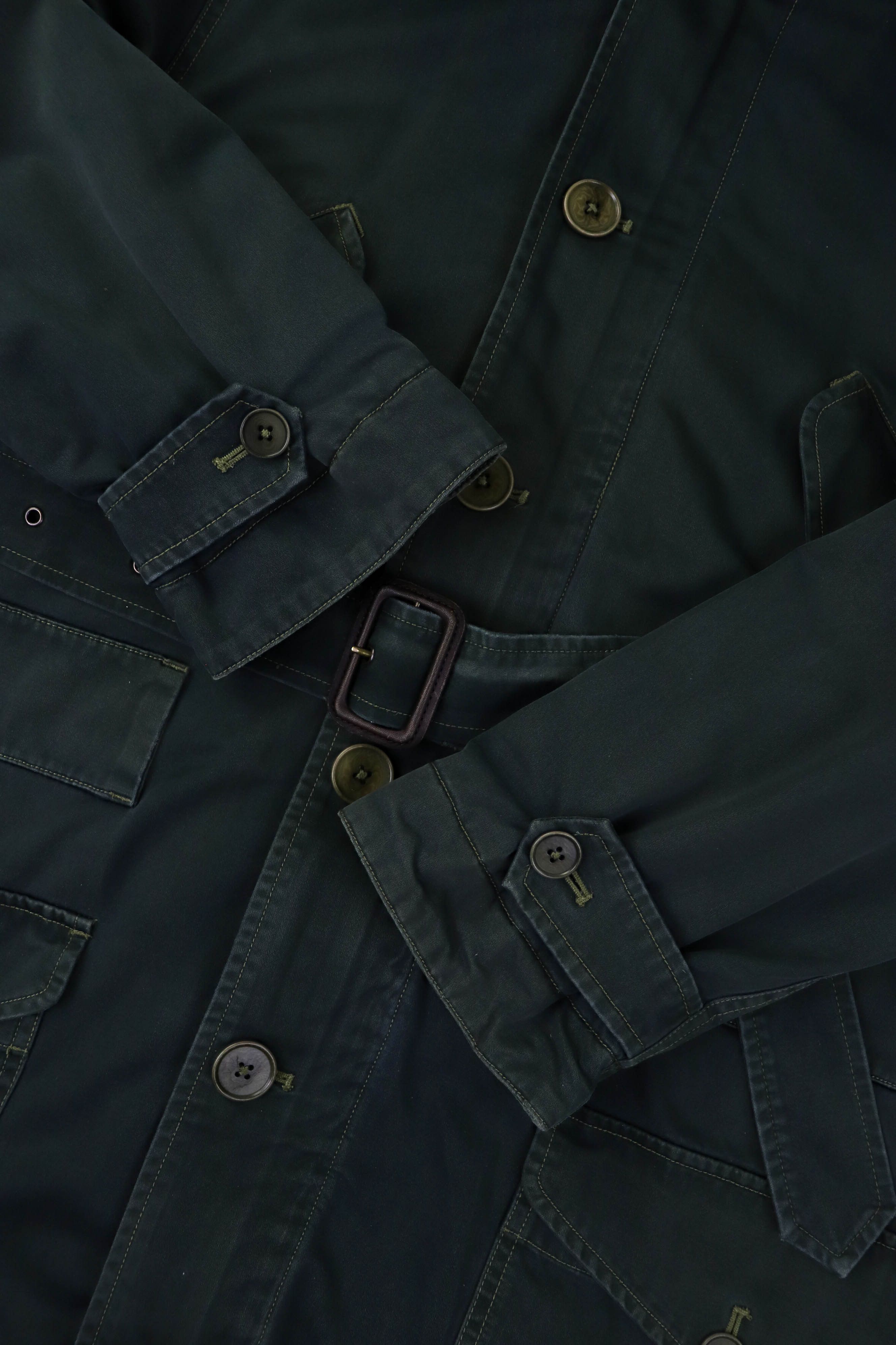 Ralph Lauren 90s Vintage Ralph Lauren Shearling Liner Green Belted Coat Size L / US 10 / IT 46 - 11 Thumbnail
