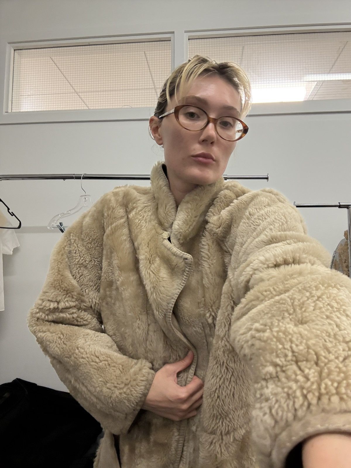 Vintage Vintage Suede/Shearling beige bomber coat Size L / US 10 / IT 46 - 1 Thumbnail