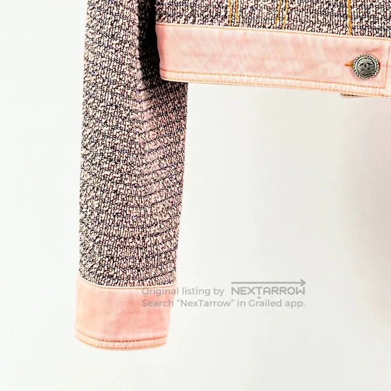 Chanel Chanel Pink knitted denim stitched jacket Size XS / US 0-2 / IT 36-38 - 4 Thumbnail