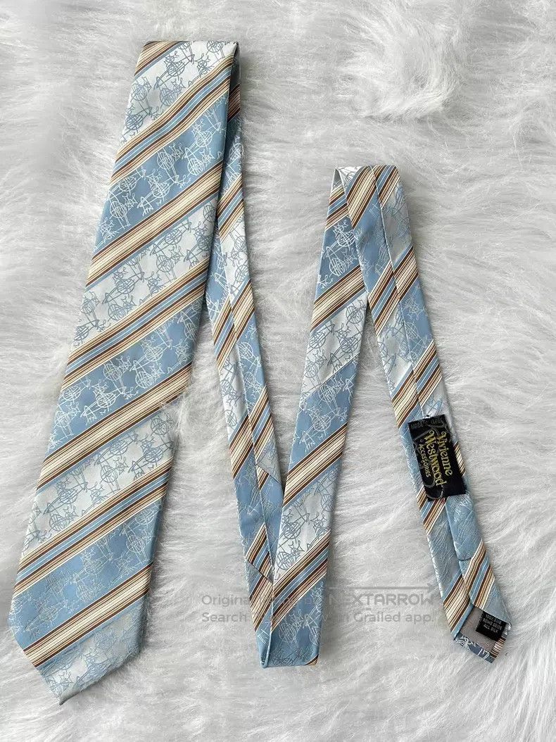 Vivienne Westwood Vivienne Westwood Aqua Striped Saturn Silk Tie Size ONE SIZE - 2 Thumbnail