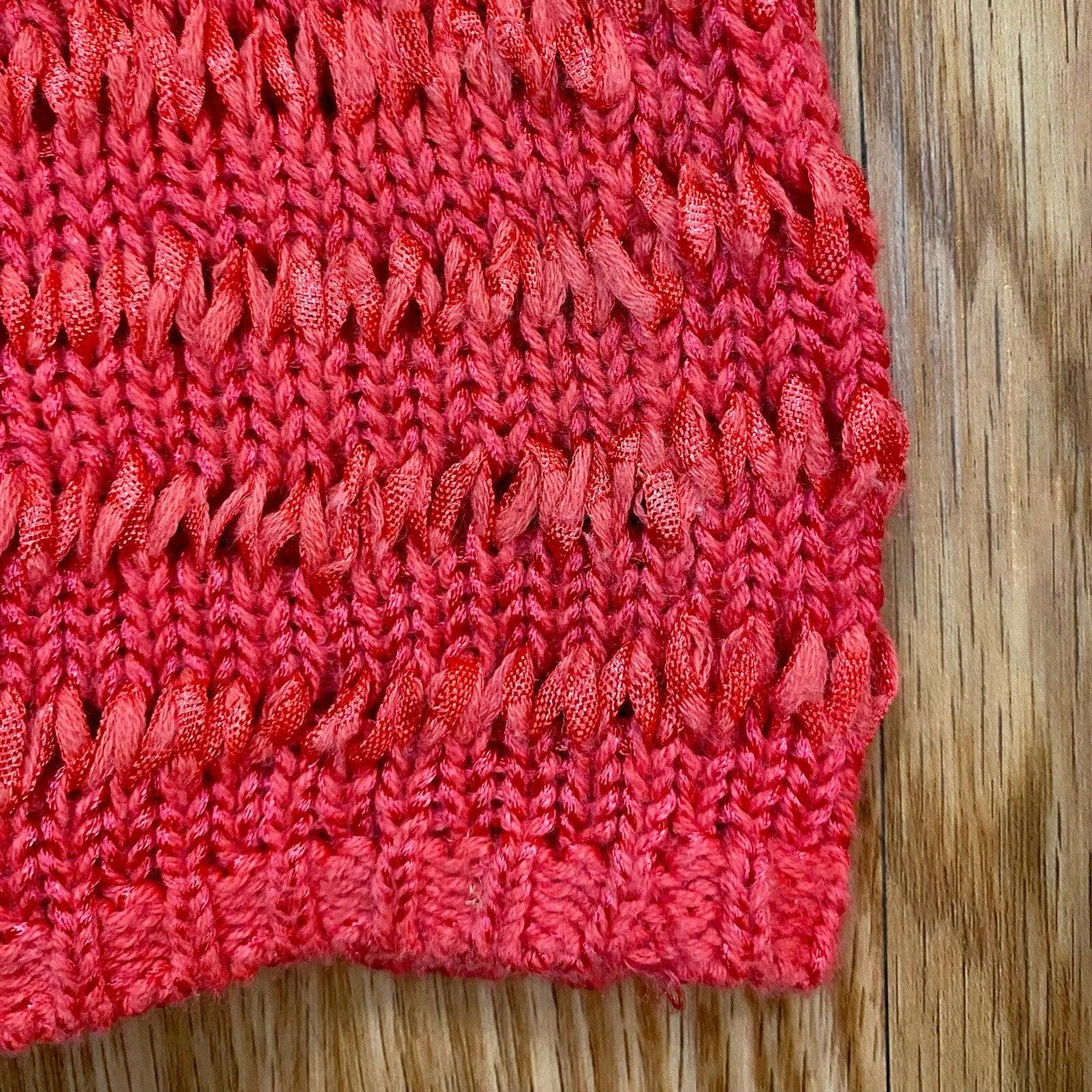 Chicos Chicos Bright Red Crochet Knit Sweater Top Womens 1 Medium Size M / US 6-8 / IT 42-44 - 4 Thumbnail