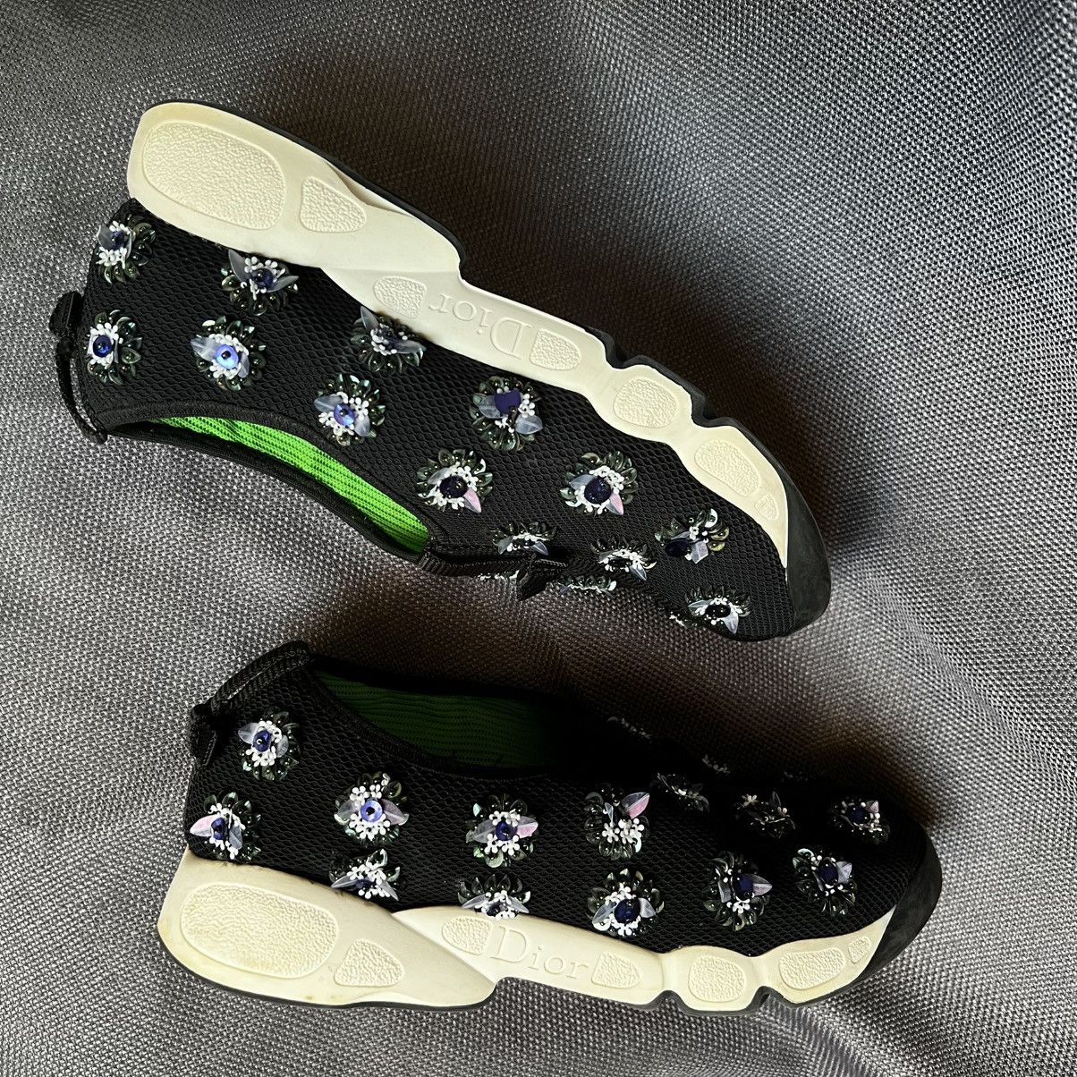 Dior Dior Fusion Embellished Mesh Sneakers Black Size US 8 / IT 38 - 10 Thumbnail