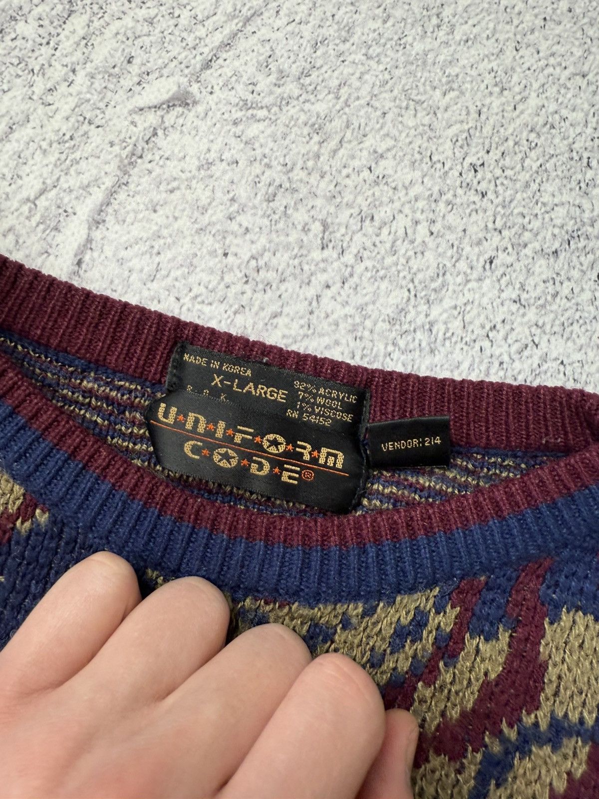 Japanese Brand VINTAGE Uniform Code Mens Crew Neck Geometric Sweater Y2K Size US L / EU 52-54 / 3 - 16 Thumbnail