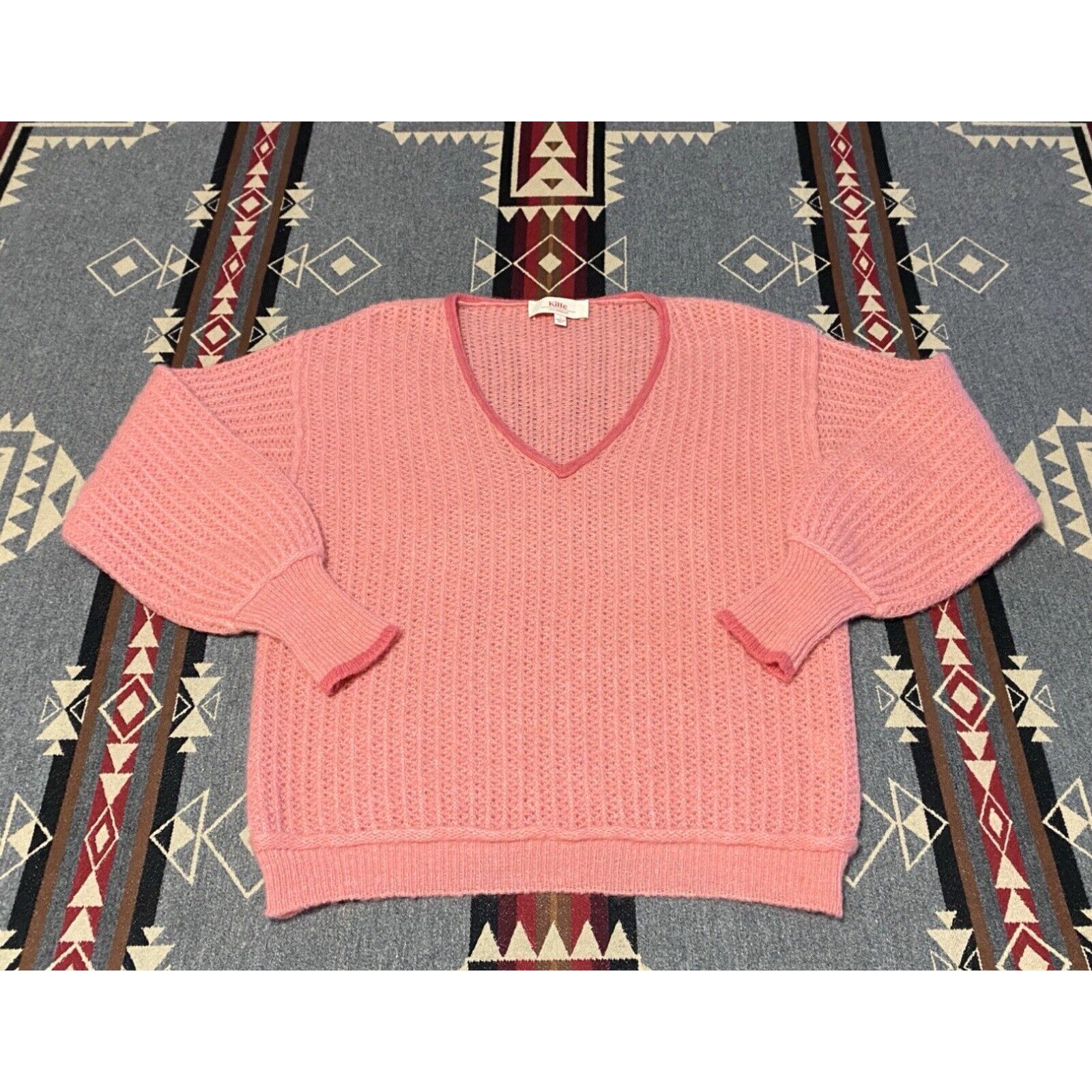 image of Vintage Kilte Los Angeles Sweater Cashmere Silk Alpaca Cotton 1 Womens Pink V Neck T76 in White (Si