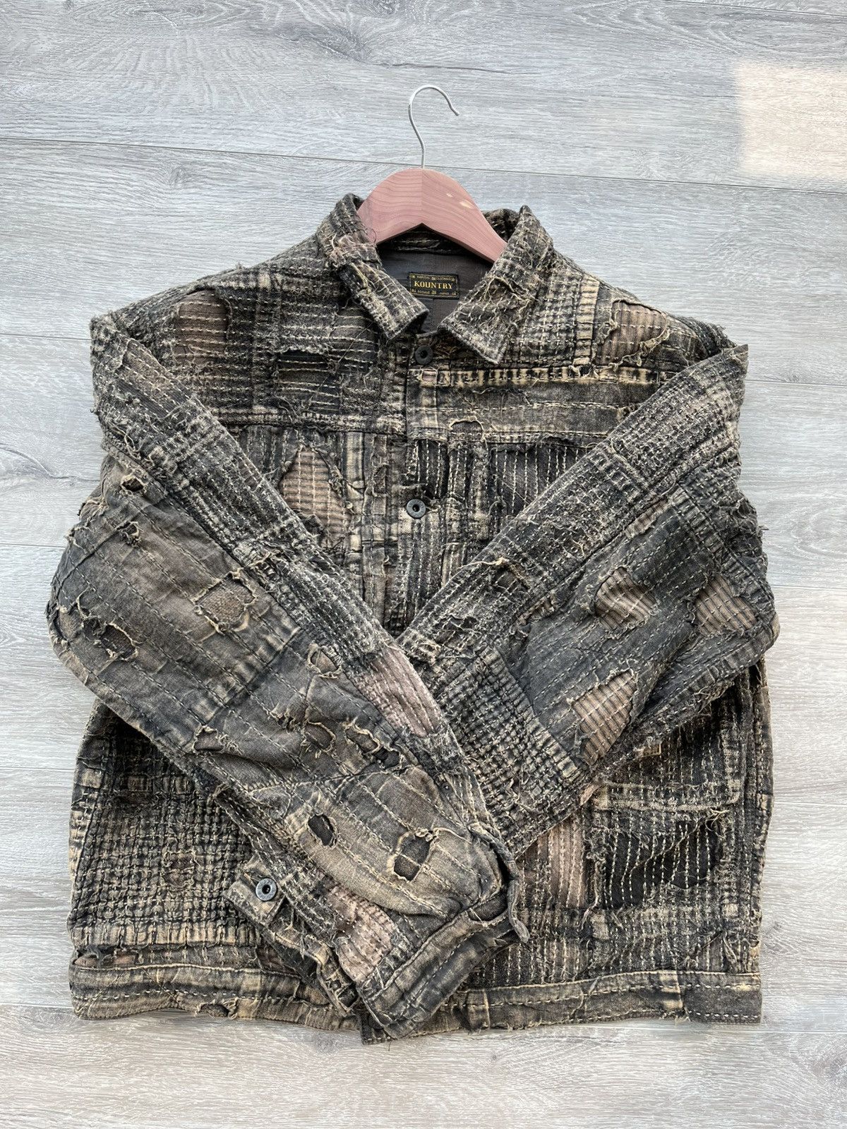 Kapital Kapital Boro Distressed Patchwork Jacket - Black Tea Size US XL / EU 56 / 4 - 2 Thumbnail