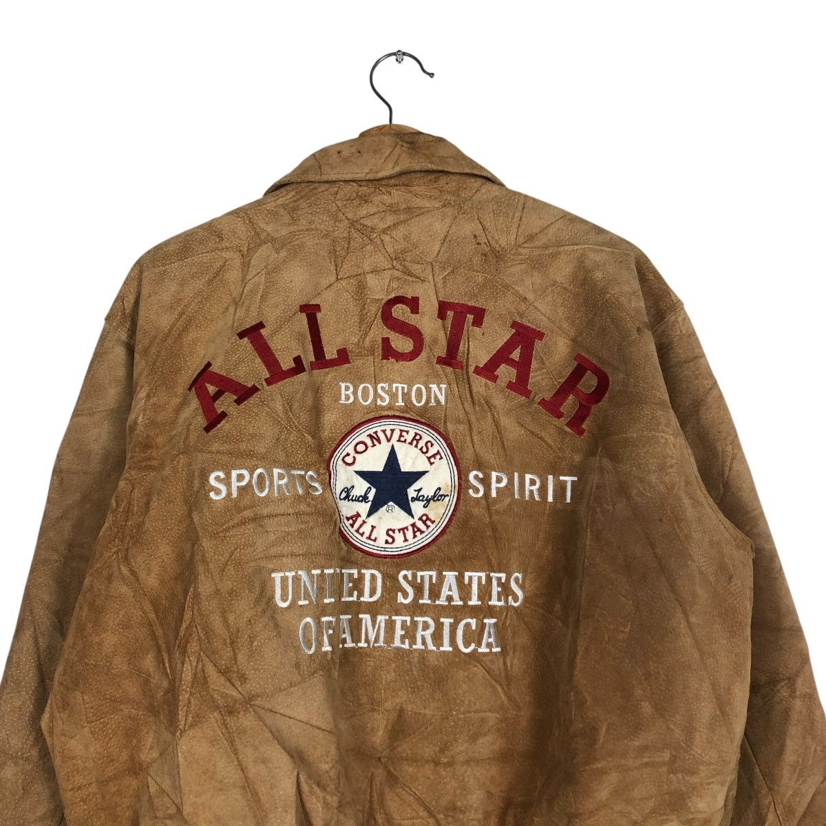 Converse 🔥VINTAGE BOMBER LEATHER JACKET CONVERSE ALL STAR BIG LOGO Size US M / EU 48-50 / 2 - 11 Thumbnail