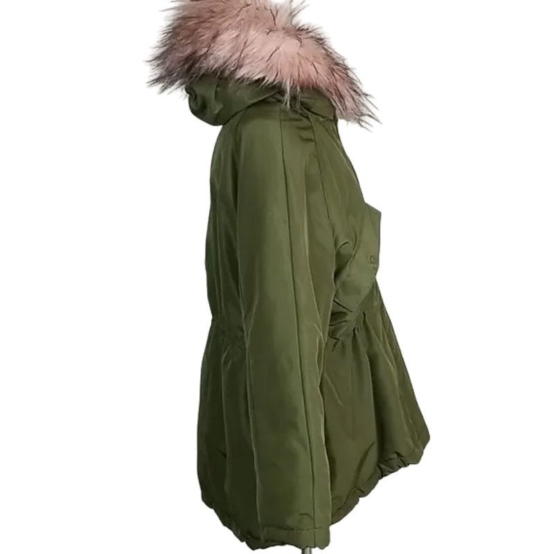 H&M H&M Parka Jacket Women M Khaki Green Hood Faux Fur Trim Coat Size M / US 6-8 / IT 42-44 - 4 Thumbnail
