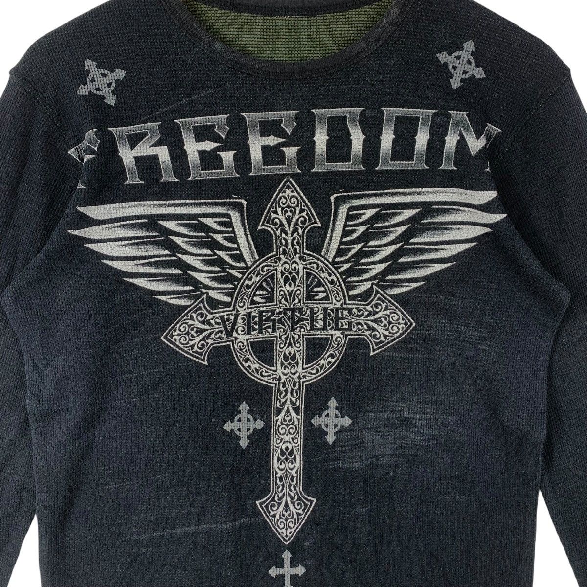 Vintage Vintage FREEDOM VIRTUE Cross Graphic Long Sleeve Thermal Size M / US 6-8 / IT 42-44 - 3 Thumbnail