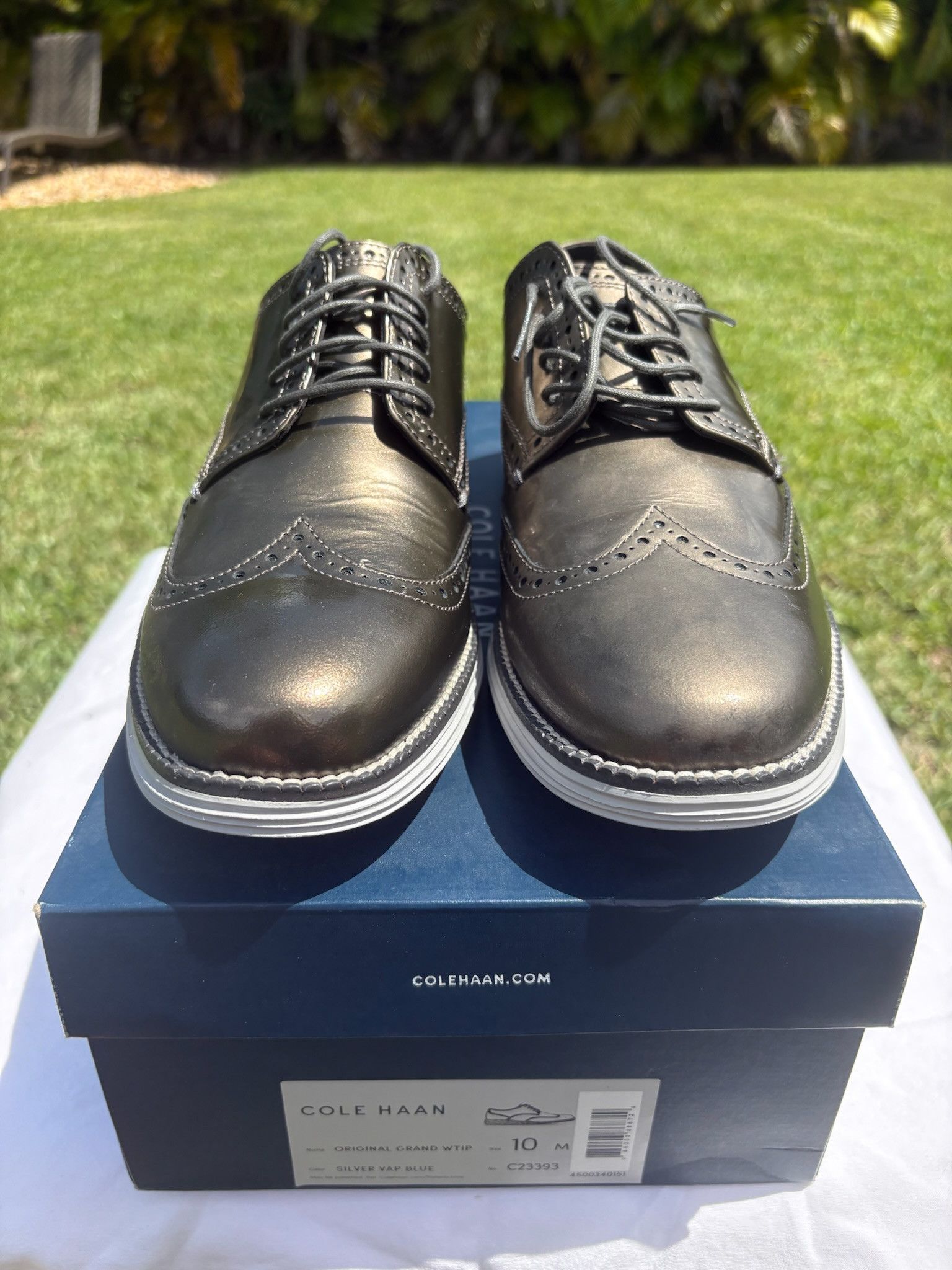 Cole Haan Cole Haan Silver Wingtip Dress Shoes Size US 10 / EU 43 - 6 Thumbnail