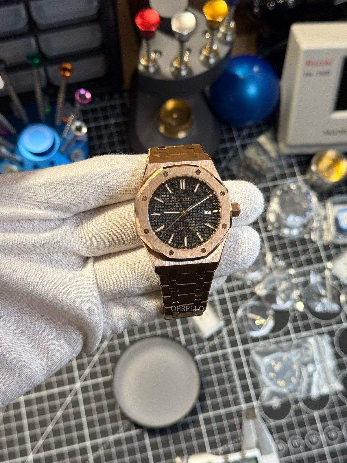 Seiko Seiko watch mod royal oak rose gold Size ONE SIZE - 2 Thumbnail