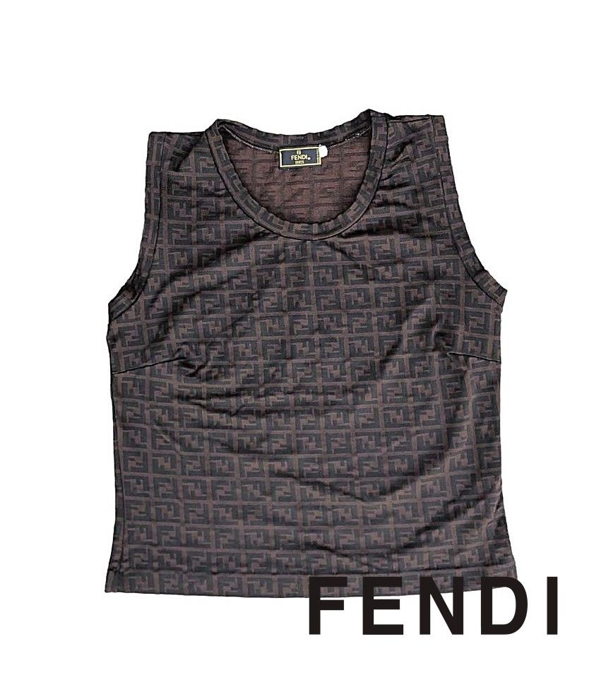 image of Fendi Monogram Tank Top in Brown, Women's (Size Small)