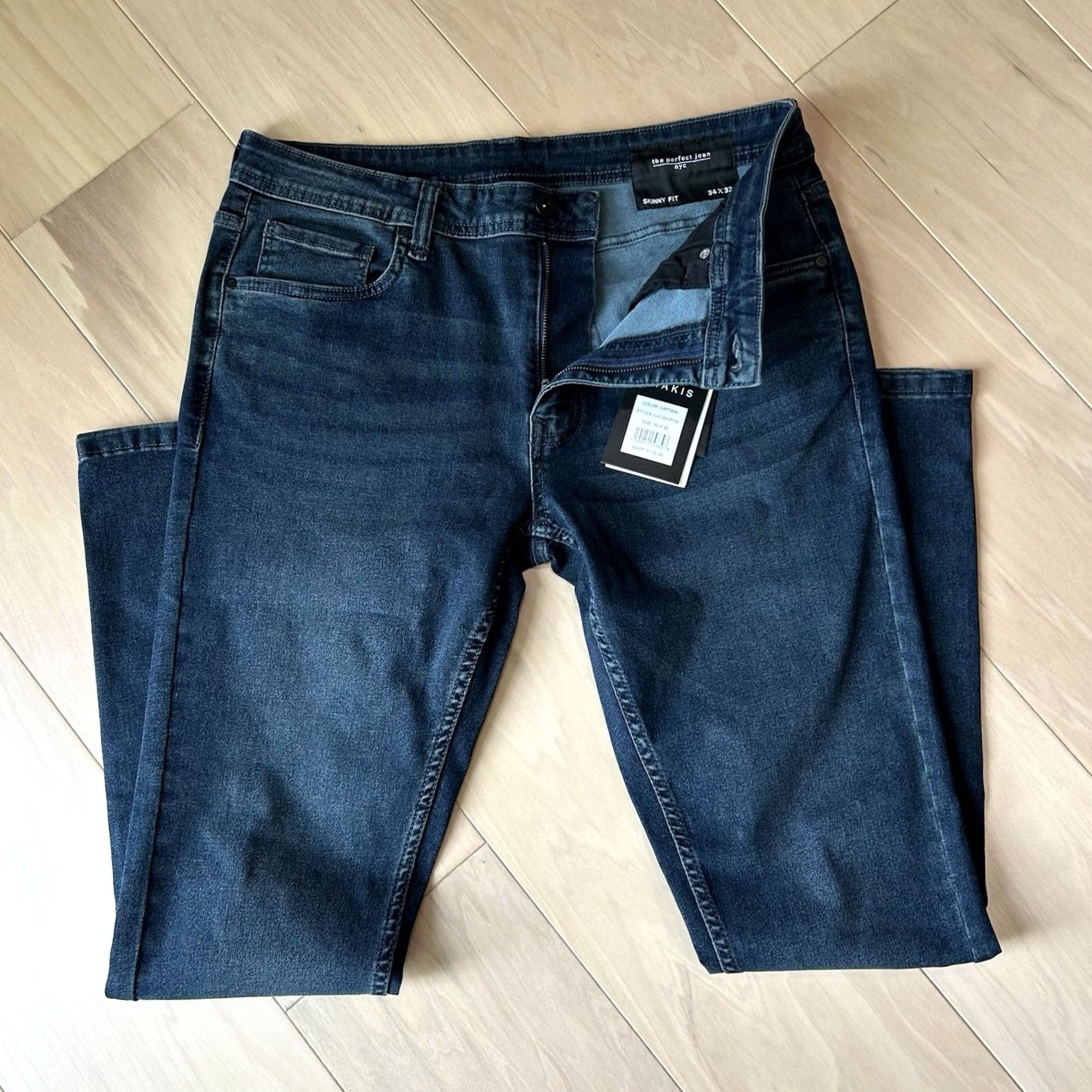 Denime The Perfect Jean Skinny Fit OG Stretch Denim Miner Gray Pant Jeans 34x32 Men’s Blue Slimming Straight 5-Pocket Signed Logo USA Size US 34 / EU 50 - 4 Thumbnail