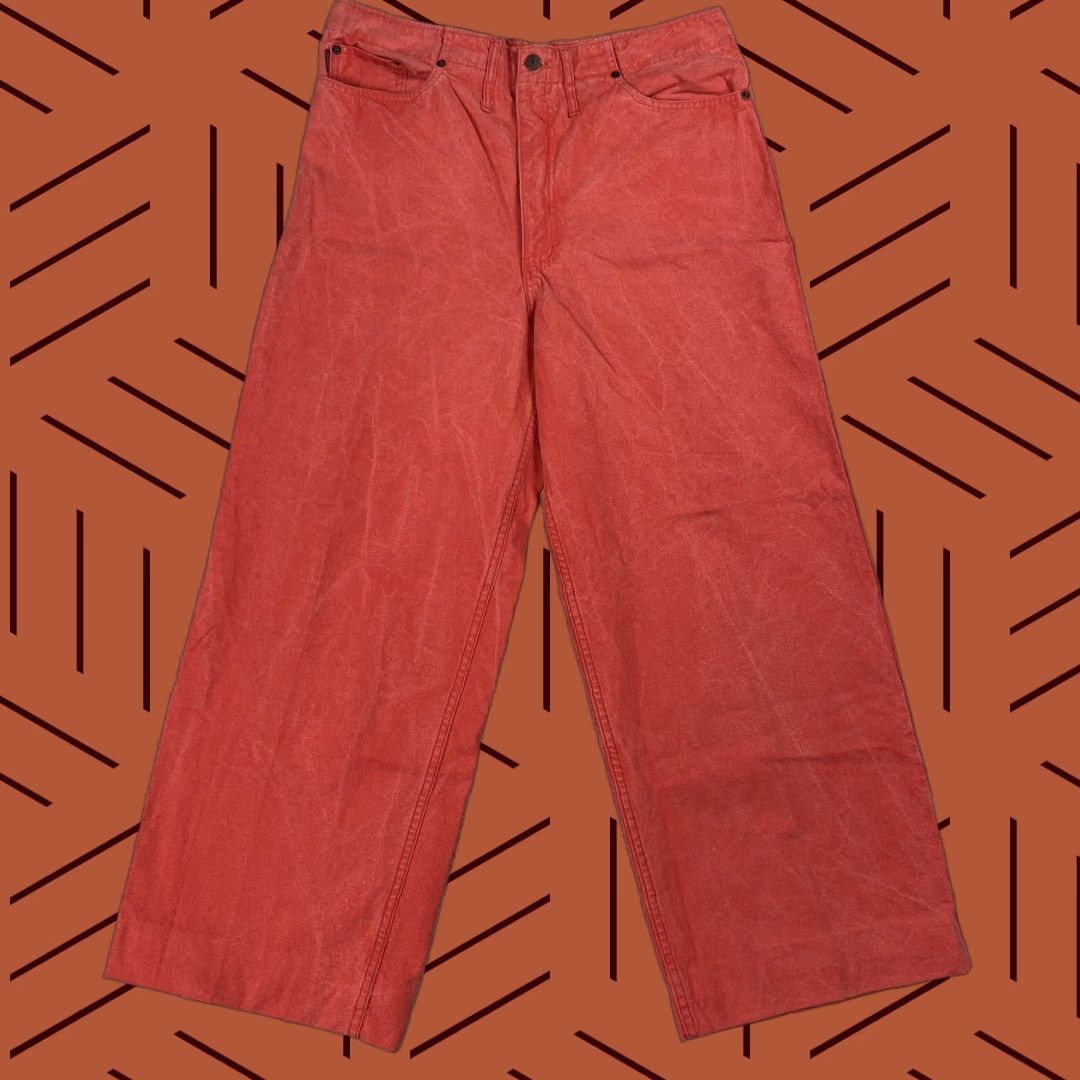 Ralph Lauren VINTAGE RALPH LAUREN WIDE LEG JEANS Womens 10 Vibrant Red Denim 80s Made in USA Size 32" / US 10 / IT 46 - 1 Thumbnail