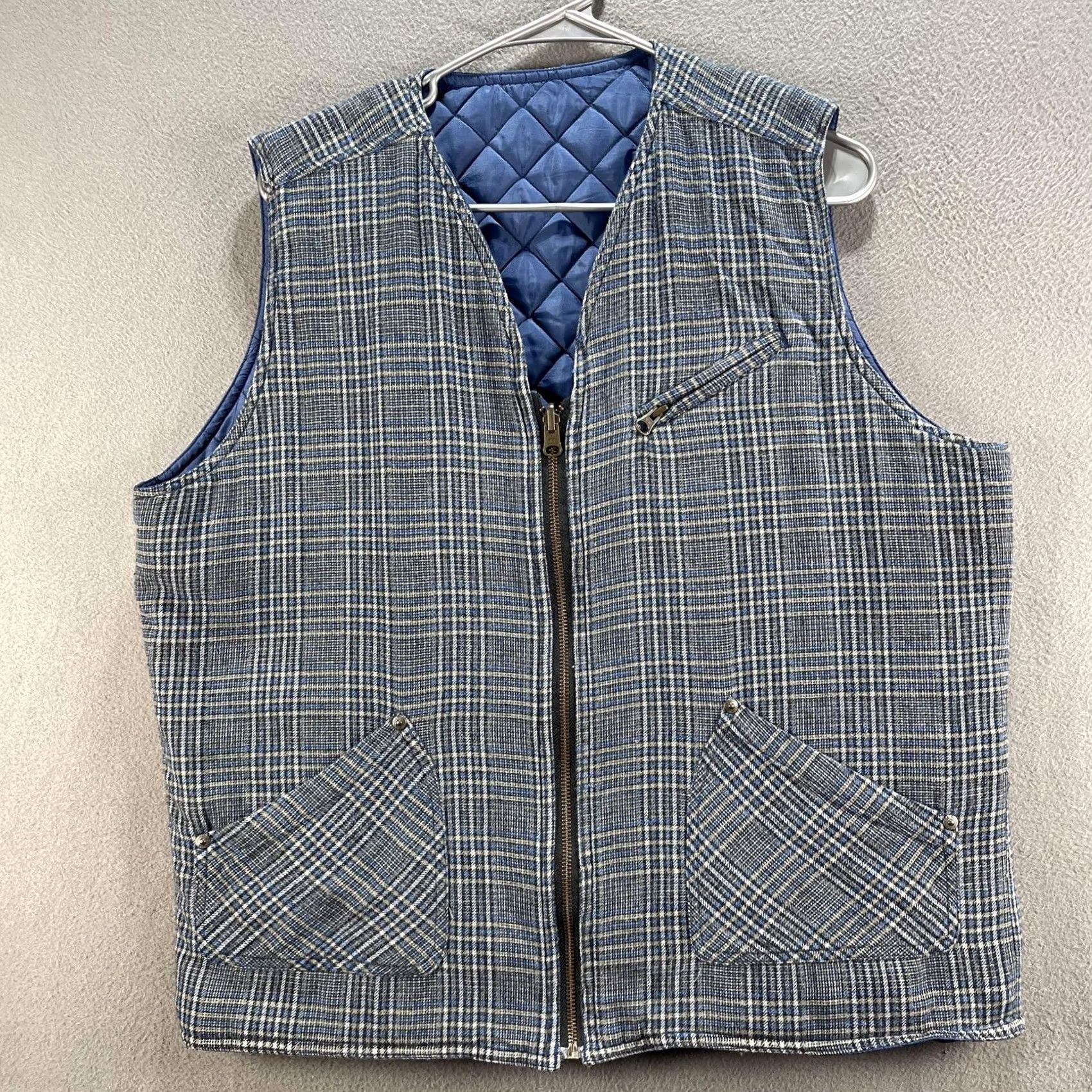 Vintage Vintage Columbia Vest Womens XL Blue Plaid Reversible Quilted Outdoors 90s Fall Casual Womens XL Size XL / US 12-14 / IT 48-50 - 2 Thumbnail