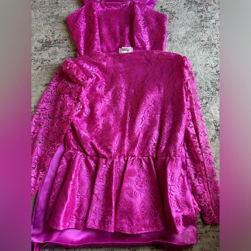 Designer Vintage Florentine Pink Two-Piece Dress and Blazer Size XL / US 12-14 / IT 48-50 - 2 Thumbnail