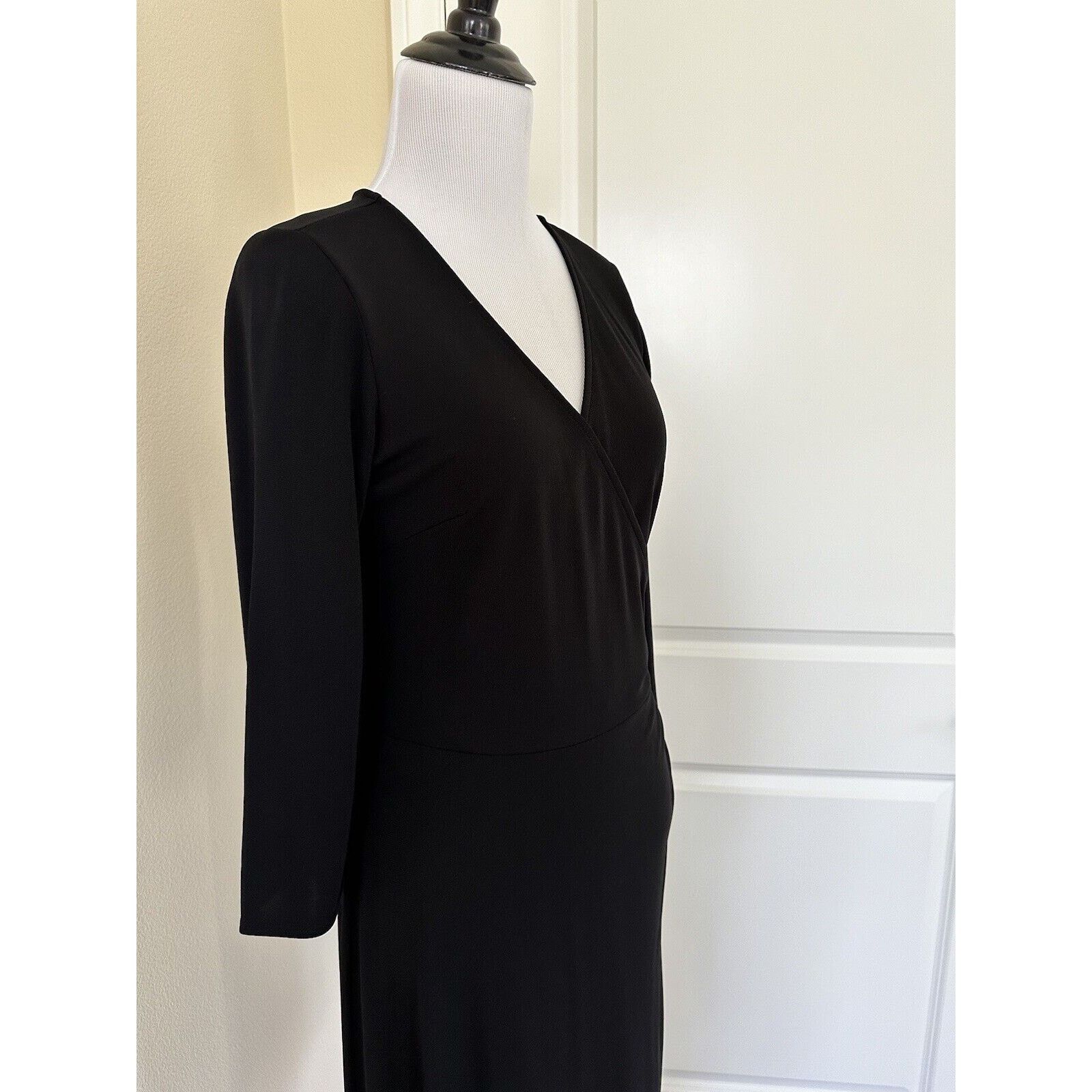 Loft Ann Taylor Loft Black V Neck Cocktail Dress Size 6 Size M / US 6-8 / IT 42-44 - 4 Thumbnail