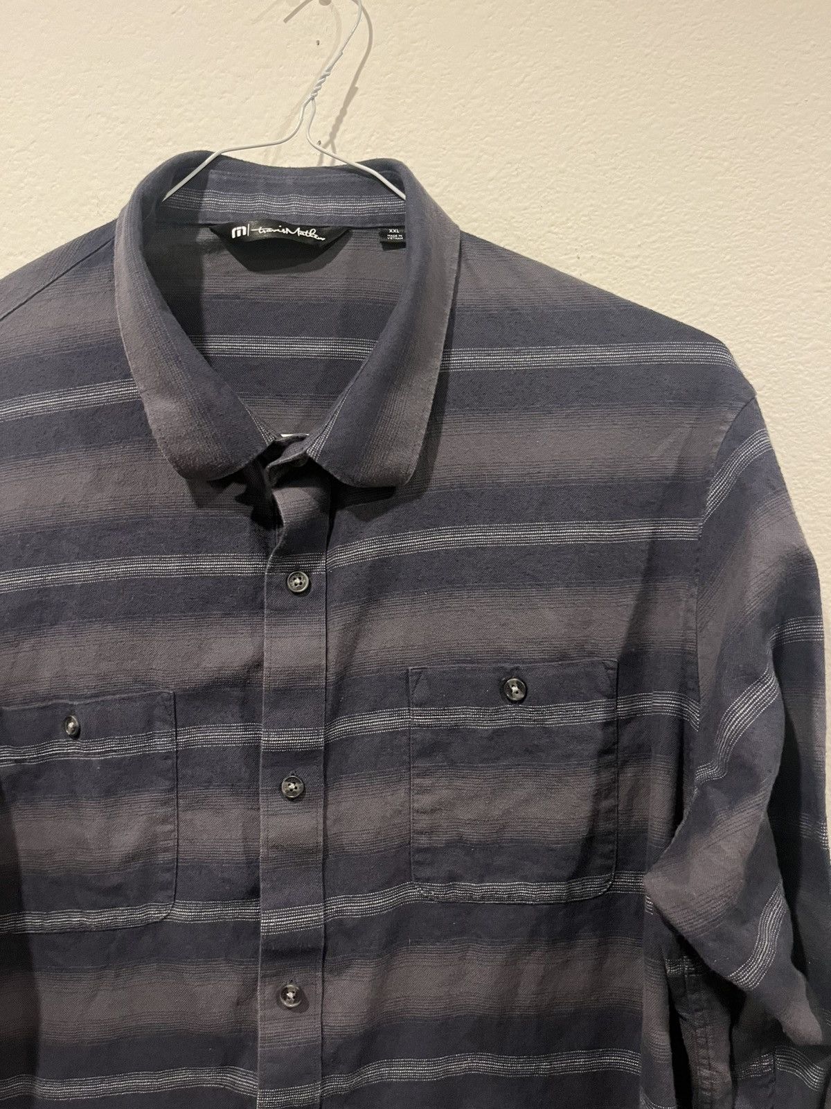 TravisMathew Travis Mathew Men’s Blue Striped Long Sleeve Button Down Size US XXL / EU 58 / 5 - 3 Thumbnail