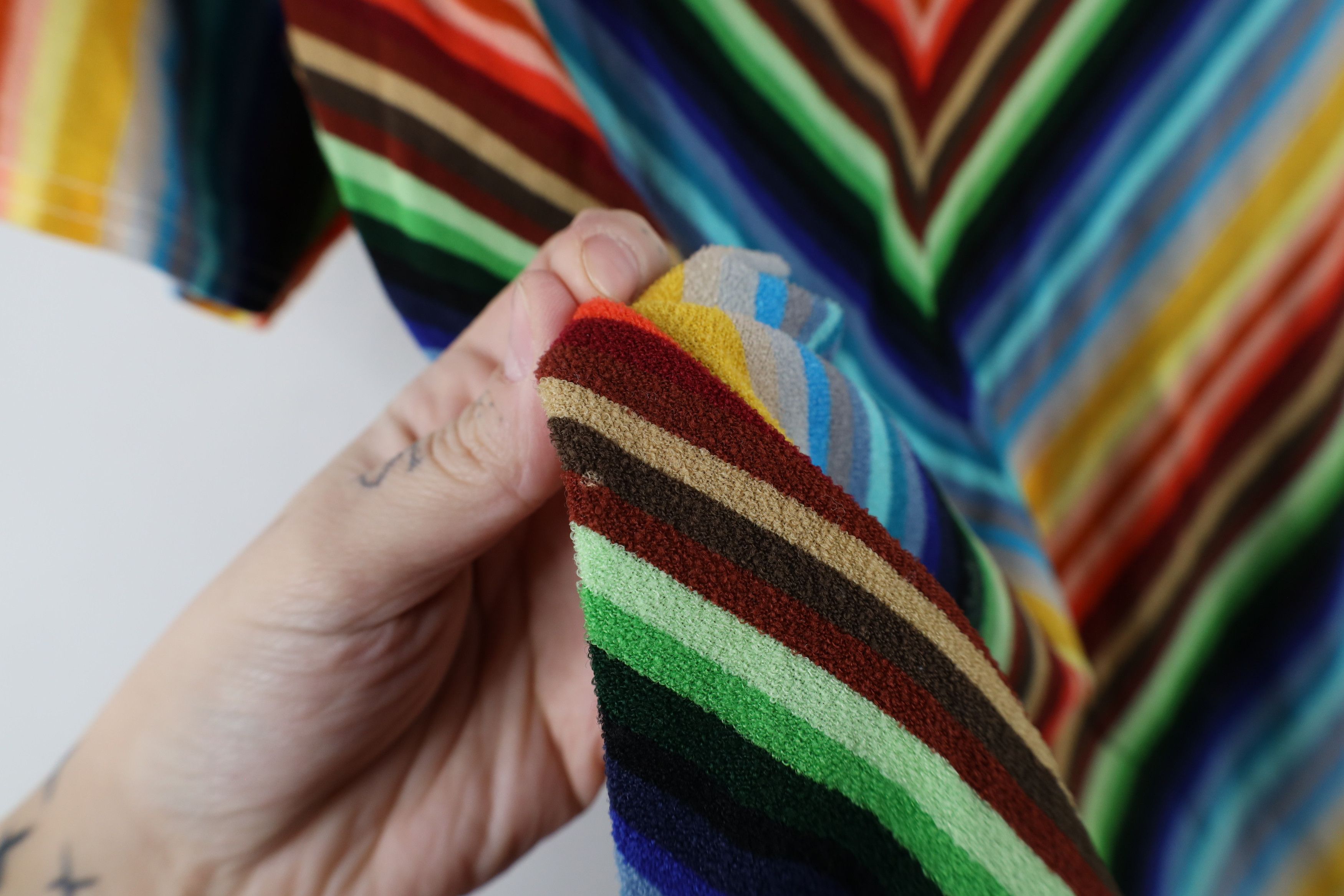 Vintage Vintage 70s Streetwear Rainbow Striped Terry Cloth Polo Size L / US 10 / IT 46 - 9 Thumbnail