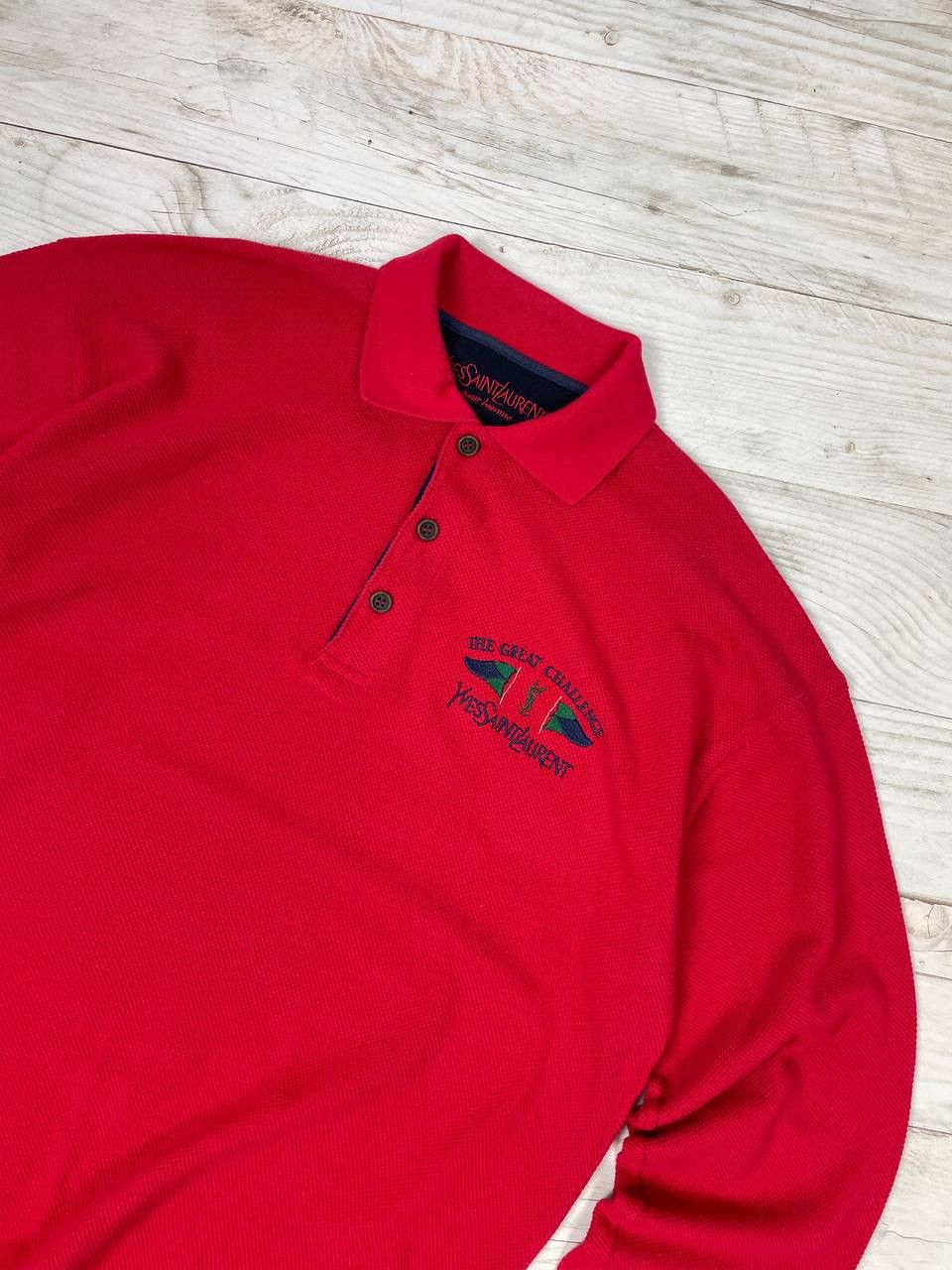 Vintage × Yves Saint Laurent Vintage Yves Saint Laurent Polo Sweatshirt Red Mini Logo Size US XXL / EU 58 / 5 - 2 Thumbnail