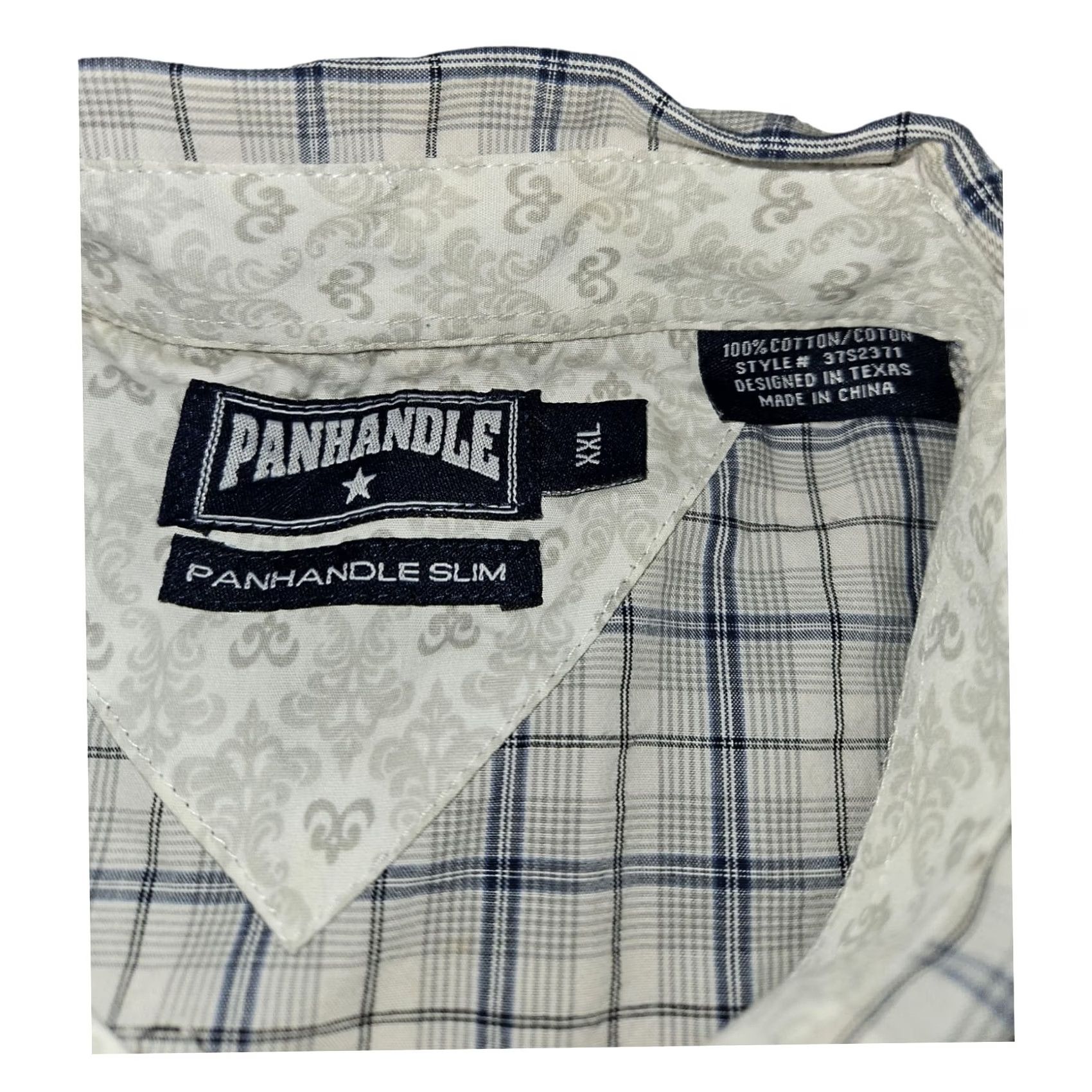 Vintage VINTAGE Panhandle Slim Pearl Snap Shirt Mens 2XL Short Sleeve Plaid White Western Size US XXL / EU 58 / 5 - 2 Thumbnail