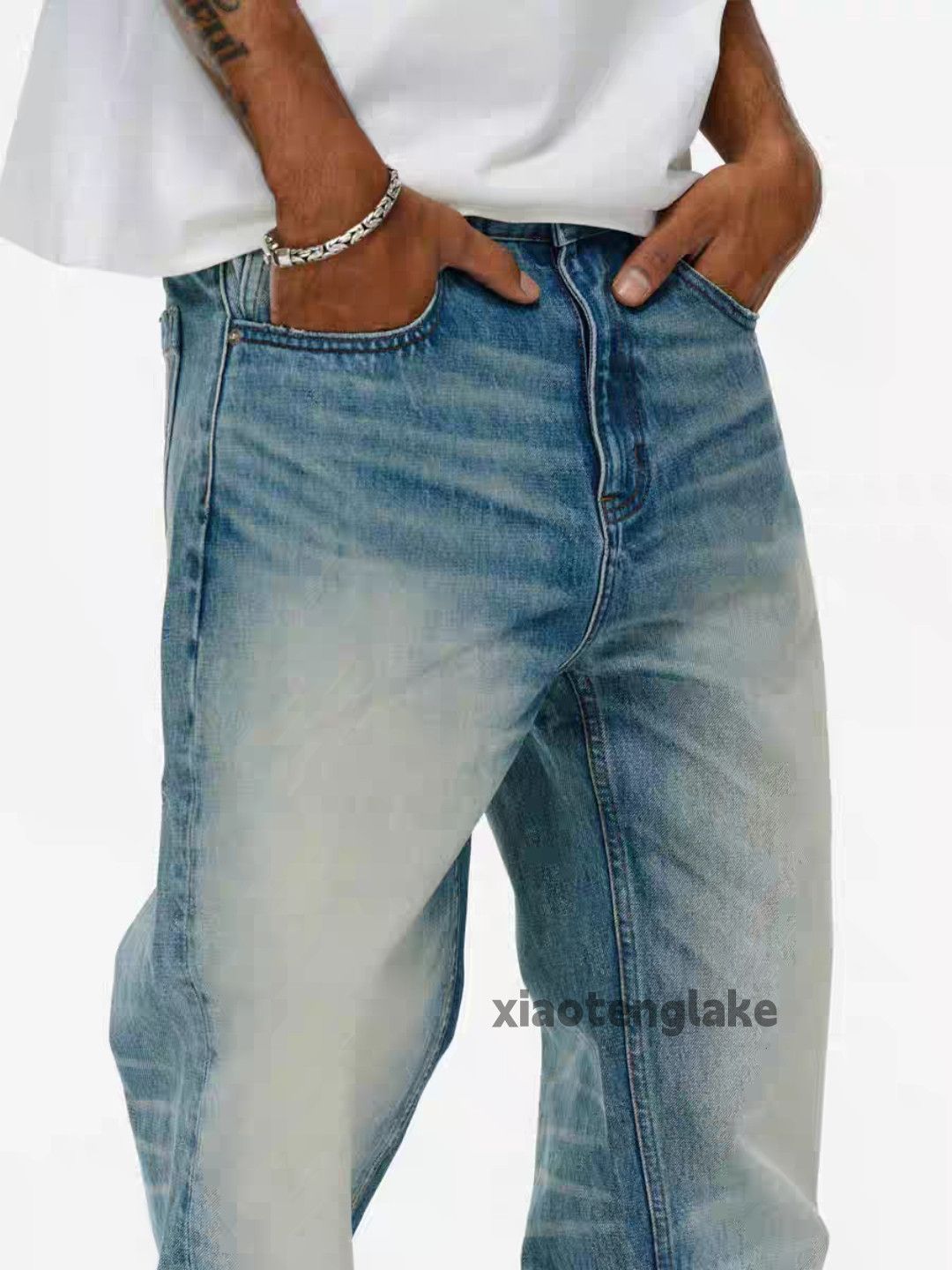 Jean Custom washed faded loose baggy skate hiphop jeans Size US 36 / EU 52 - 8 Thumbnail