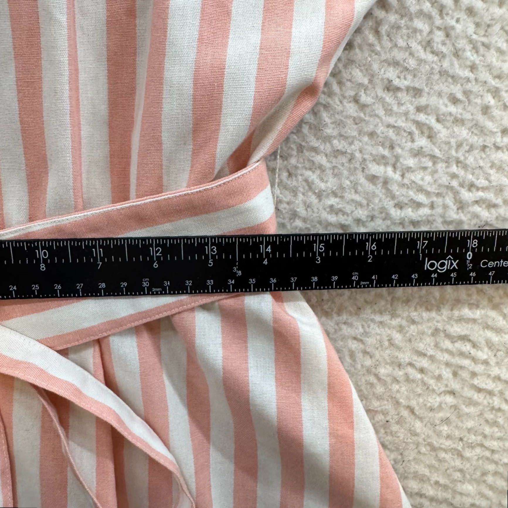 Pinko VINTAGE 1960s Dress Large 12 Salmon Pink Vertical Striped Rockabilly Caron Brand Womens Size XL / US 12-14 / IT 48-50 - 7 Thumbnail