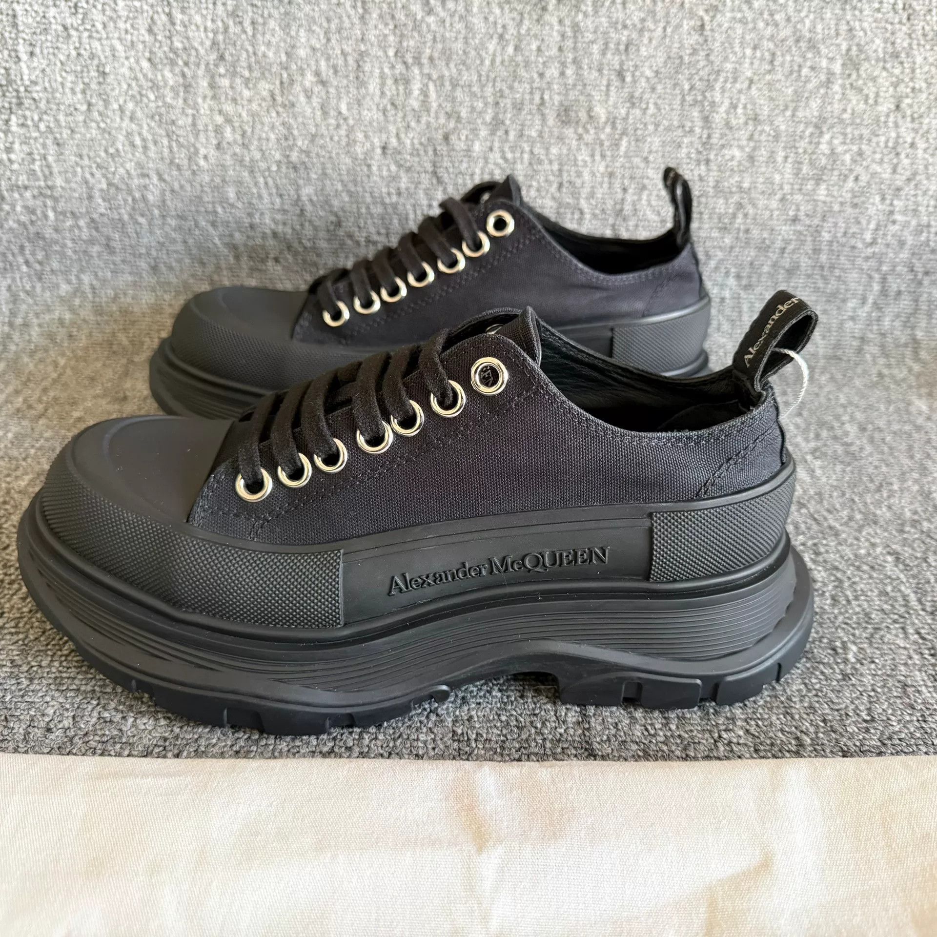 Alexander McQueen Alexander McQueen Platform Black Canvas Shoes Size US 6 / IT 36 - 1 Thumbnail