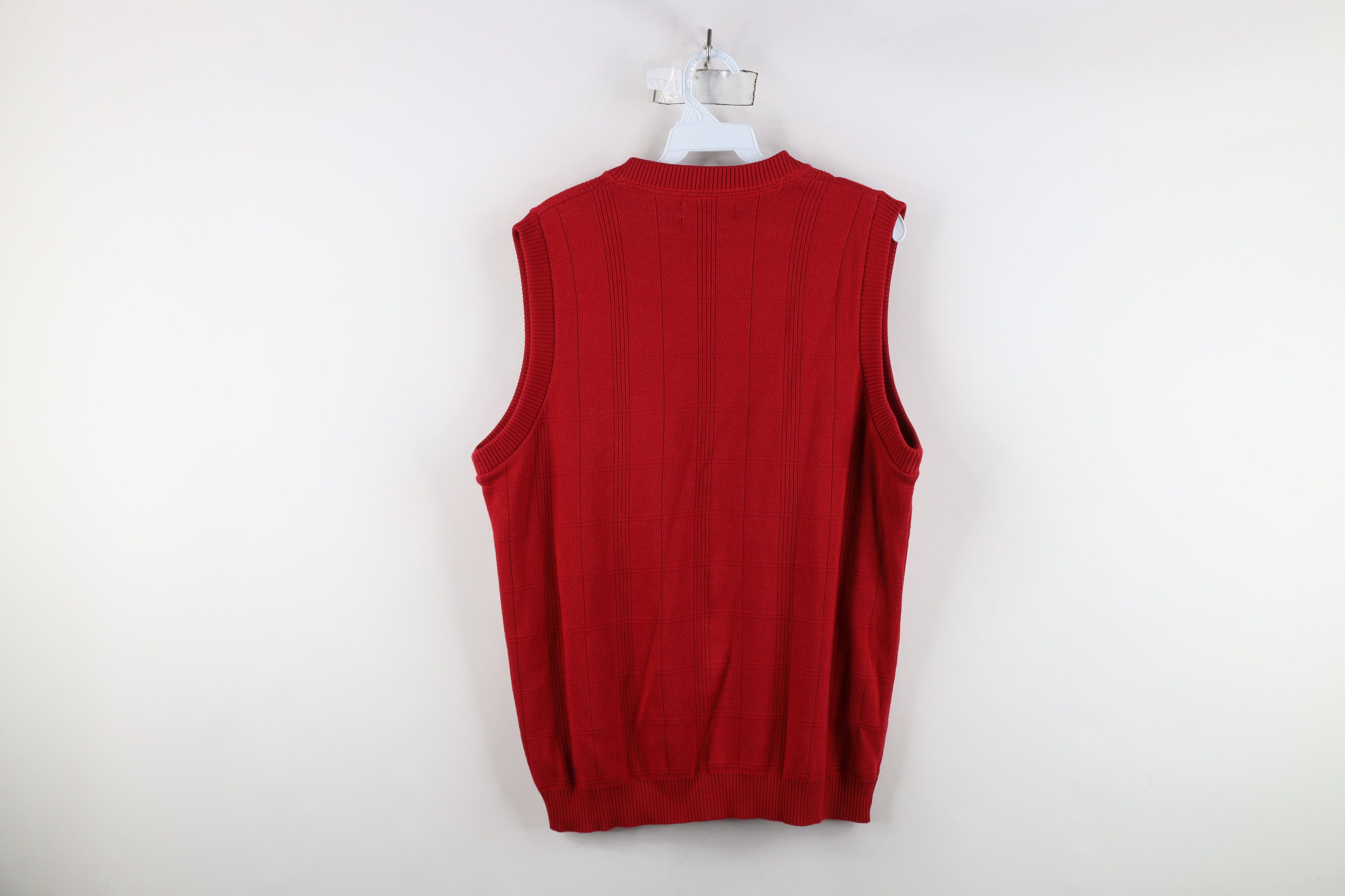 Vintage Vintage 90s Streetwear Checkered Knit Sweater Vest Red Size US M / EU 48-50 / 2 - 8 Thumbnail