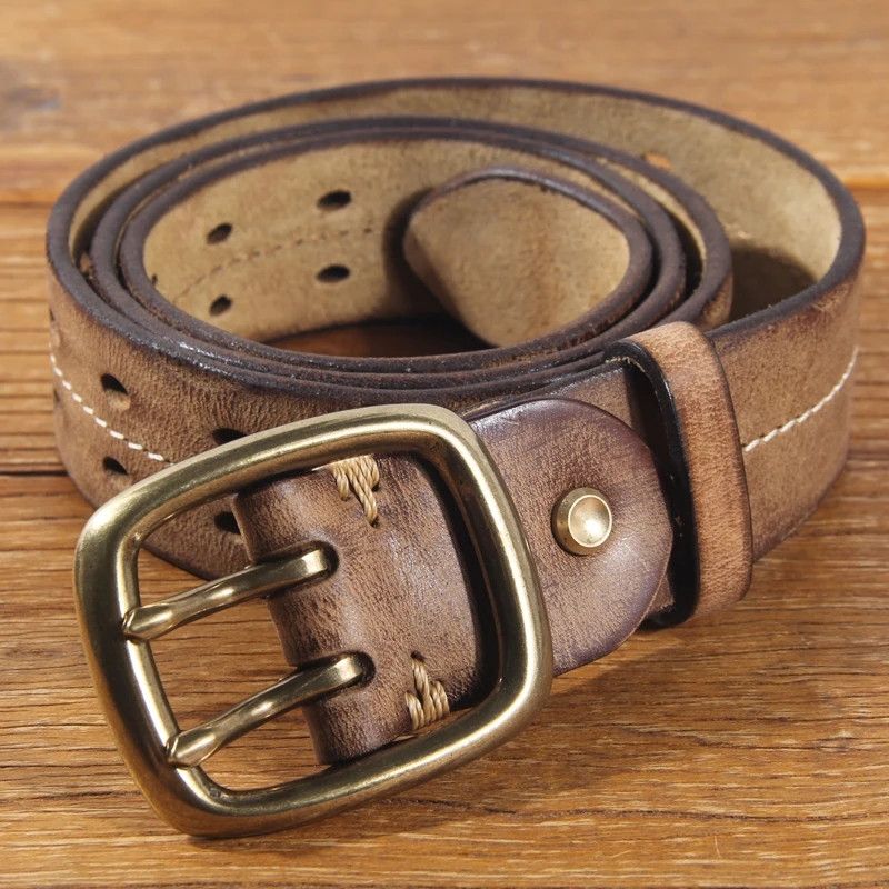 Leather × Vintage Double Prong Buckle Wide Belts Size ONE SIZE - 1 Thumbnail