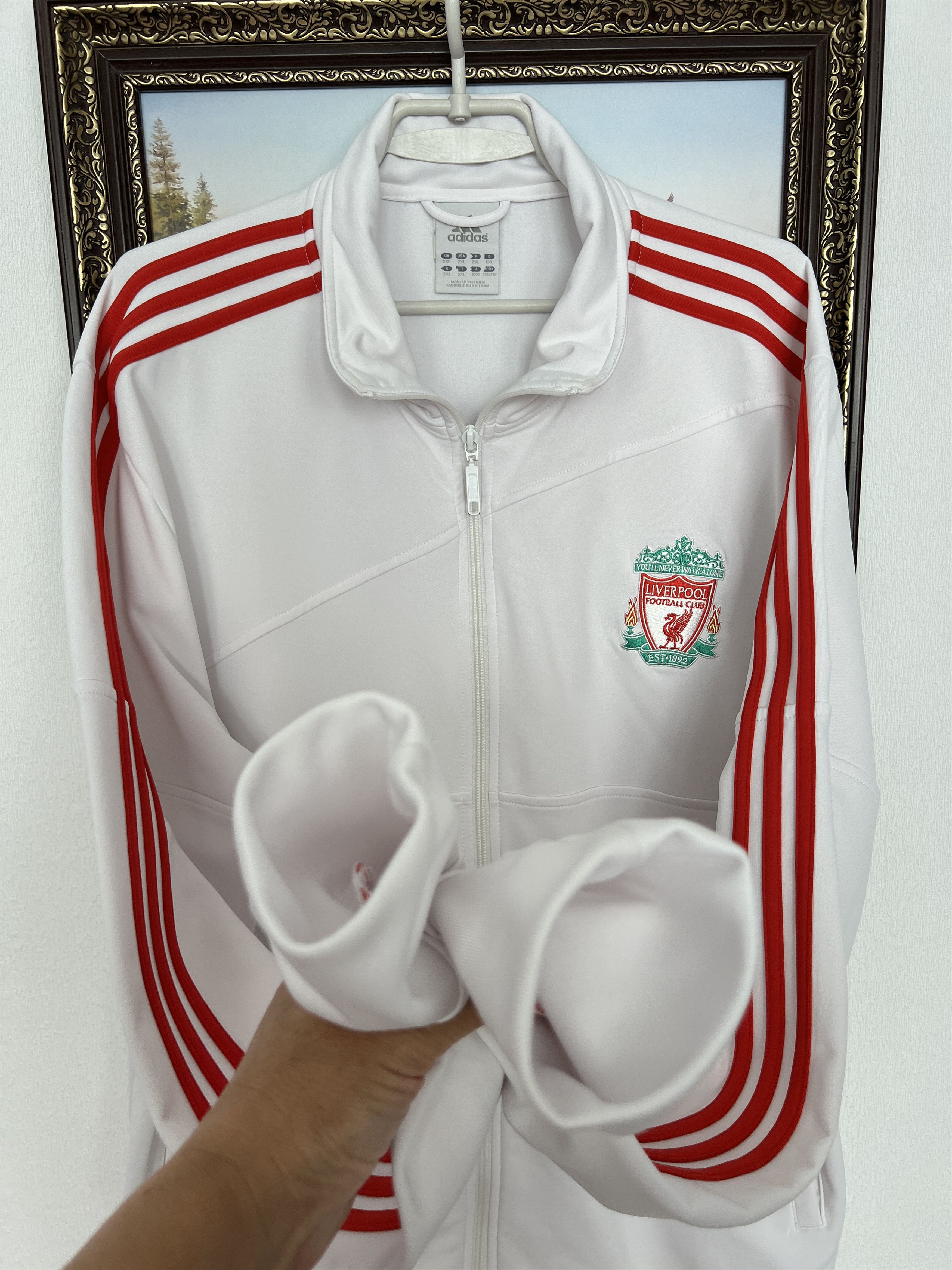 Adidas Vintage Adidas Liverpool White Football Jacket Soccer Size US XXL / EU 58 / 5 - 6 Thumbnail