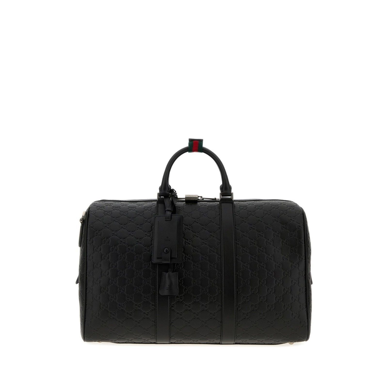 GUCCI GG Black Leather Travel Duffle Bag New/Authentic