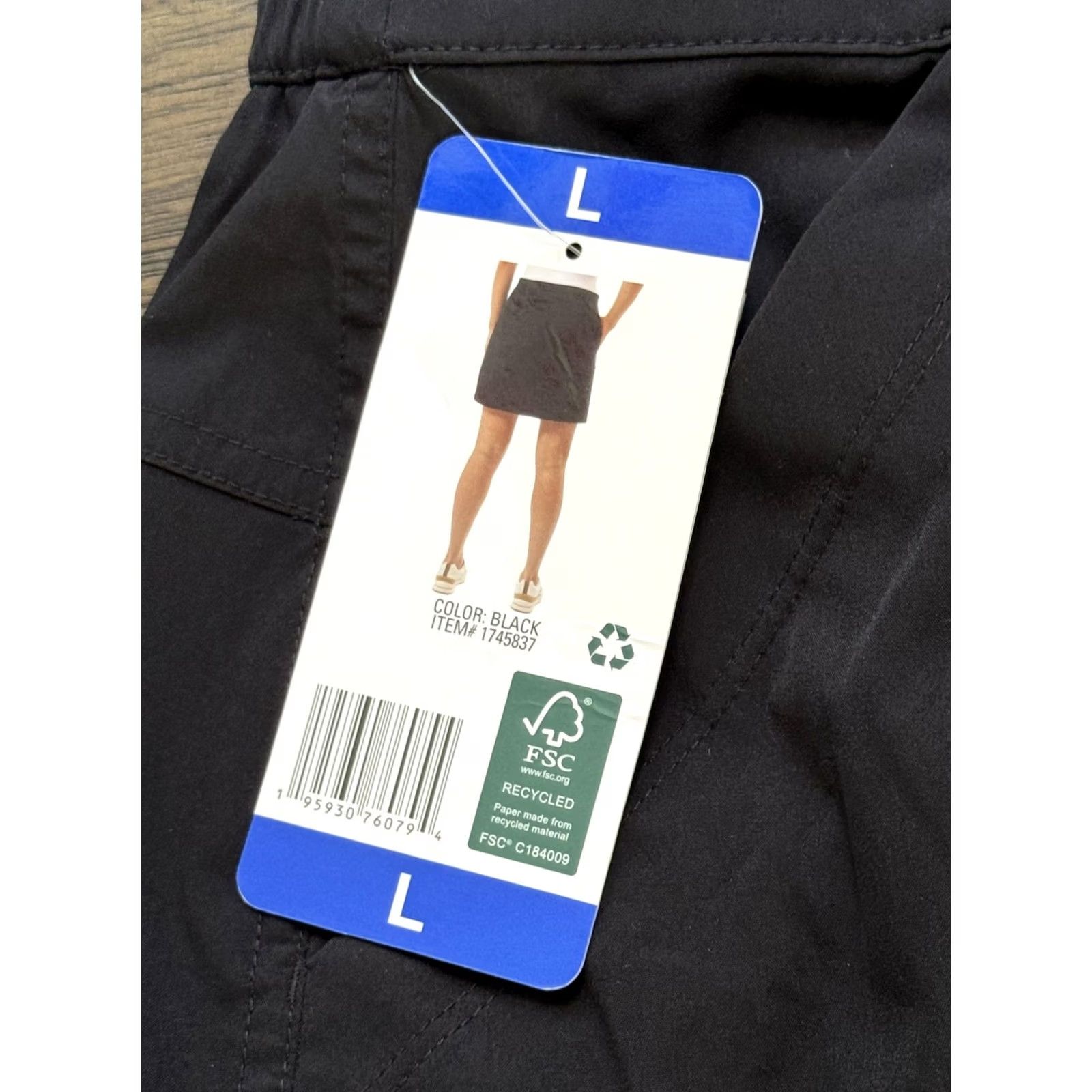 Vintage 32 Degrees COOL Skort Womens L Black Elastic Waist Pockets Zip Pocket Lightweight Active Golf Tennis Skirt Short Size 36" / US 14 / IT 50 - 2 Thumbnail