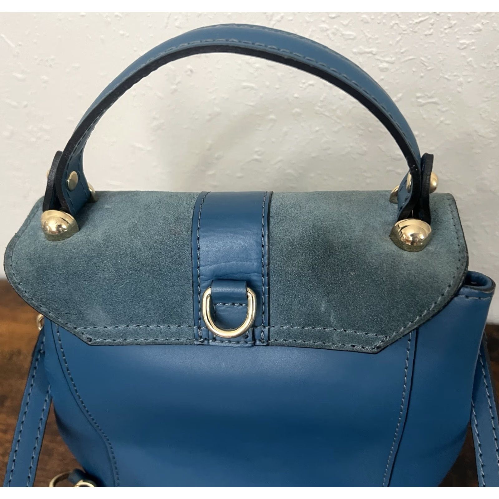 Vintage Viola Castellani Blue Leather Suede Mini Backpack Convertible Handbag Italy Backpack Womens Small Blue Leather Size ONE SIZE - 6 Thumbnail