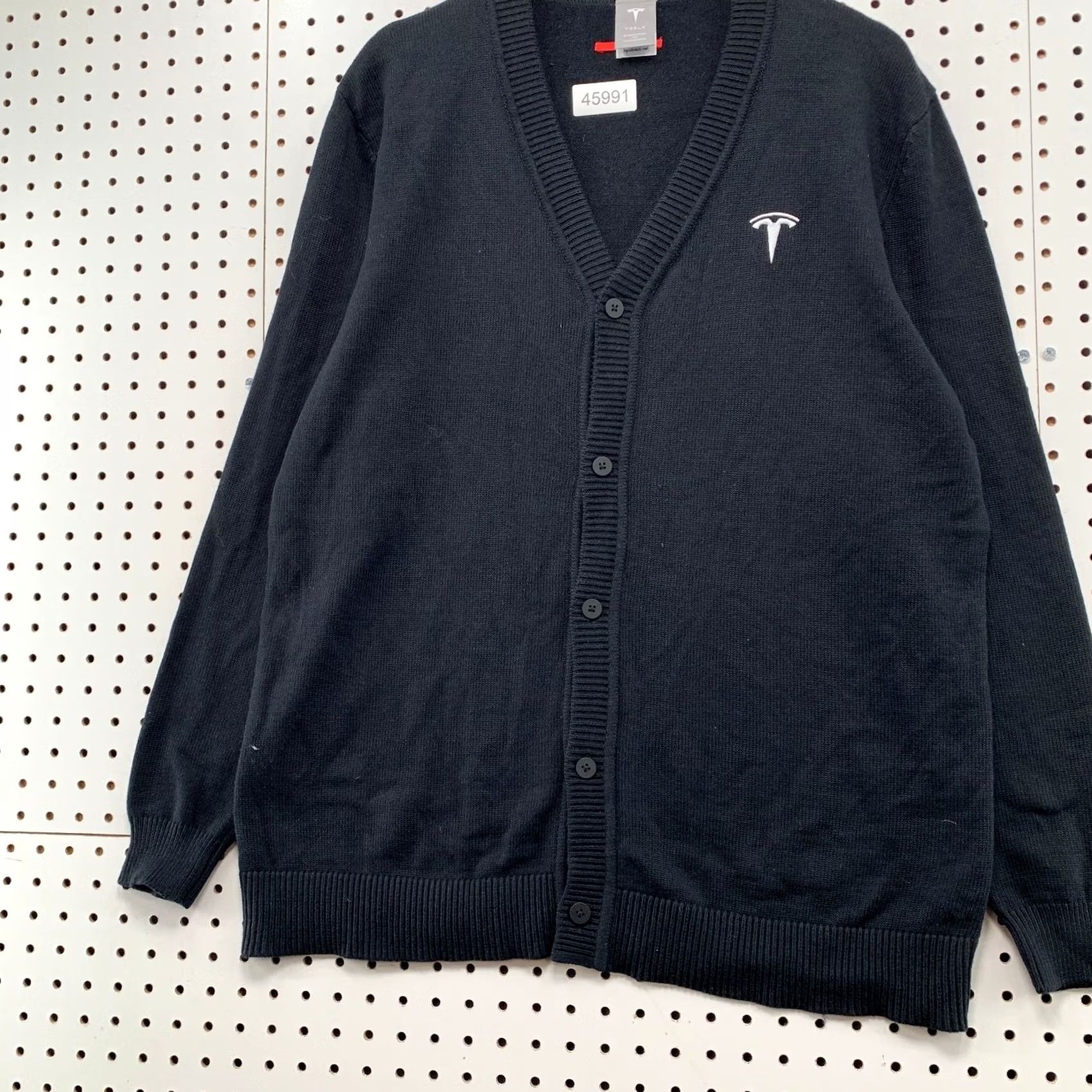 Vintage Tesla Cardigan Sweater Mens Large Black Embroidered Logo Button Electric Car Size US L / EU 52-54 / 3 - 3 Thumbnail