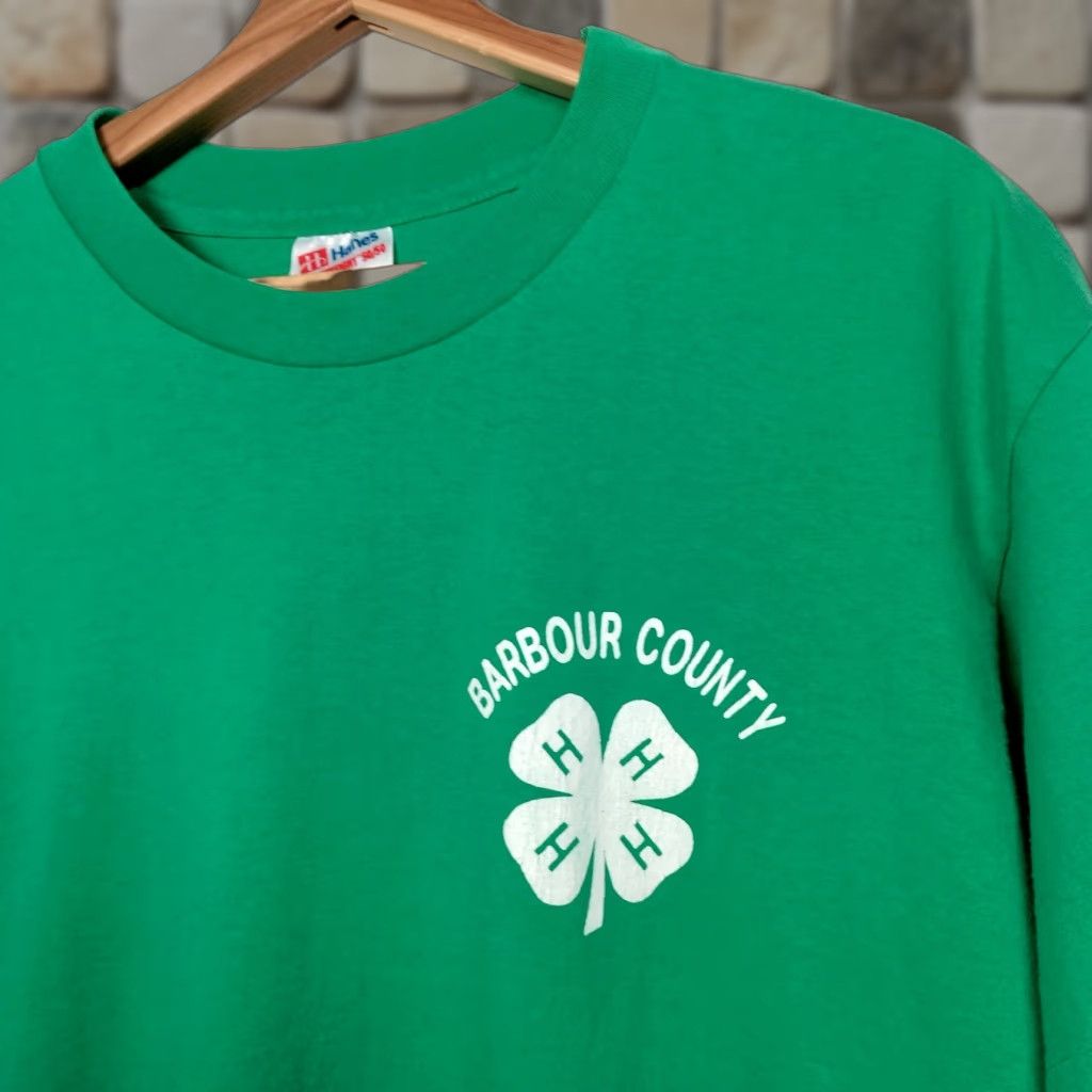 Hanes VINTAGE Hanes 4H Club T Shirt Large L Barbour County West Virginia Farm Single Stitch Men Green Cotton Polyester Short Sleeve Crew Neck Size US L / EU 52-54 / 3 - 1 Thumbnail