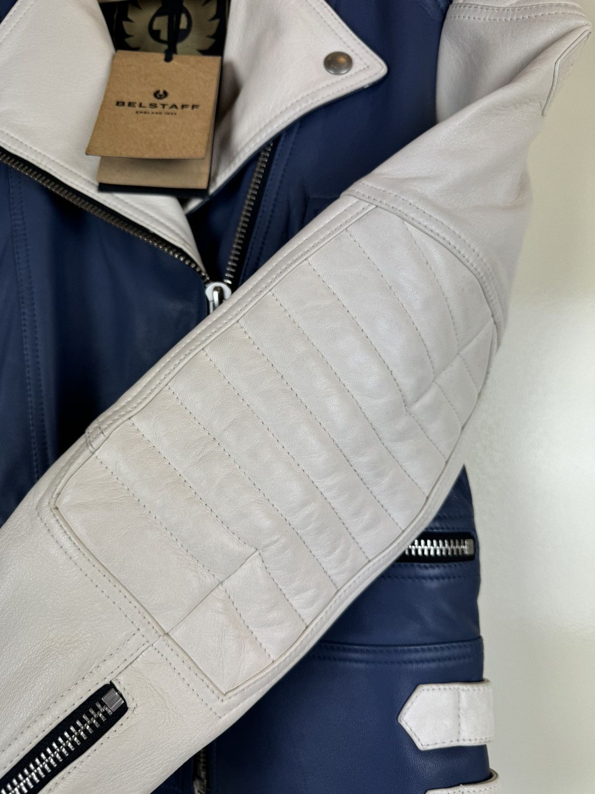 Belstaff Belstaff Devyn Bicolor blue white leather biker jacket RARE Size S / US 4 / IT 40 - 10 Thumbnail