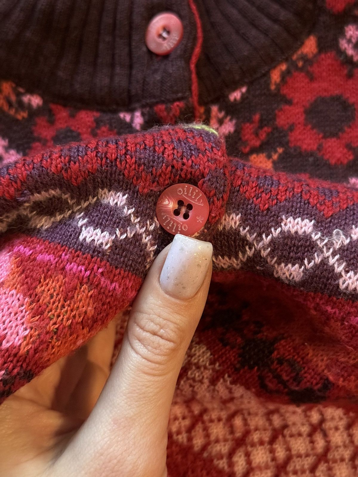 Designer × Oilily × Vintage Oilily 2000s vtg floral coloured wool cardigan sweater Y2K Size L / US 10 / IT 46 - 5 Thumbnail