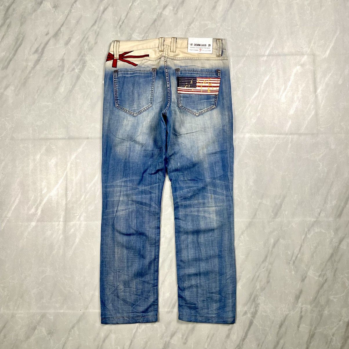 Other Fabder USA Flag Great Britain Washed Jeans Size US 34 / EU 50 - 1 Thumbnail