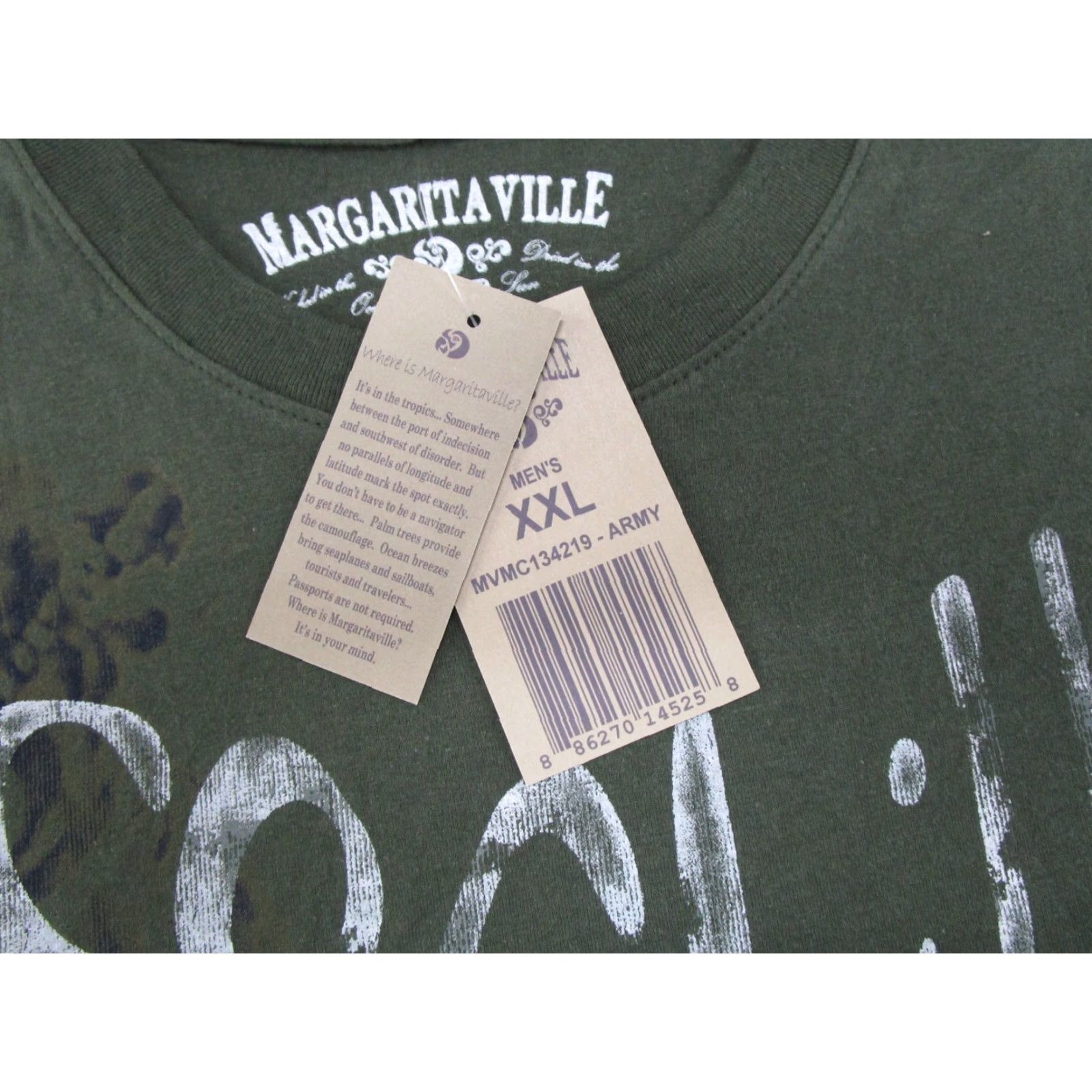 Vintage Margaritaville T-Shirt Mens Size 2XL So Chill Graphic Beach Crew Neck Short Sleeve Green 100% Cotton Size US XXL / EU 58 / 5 - 3 Thumbnail