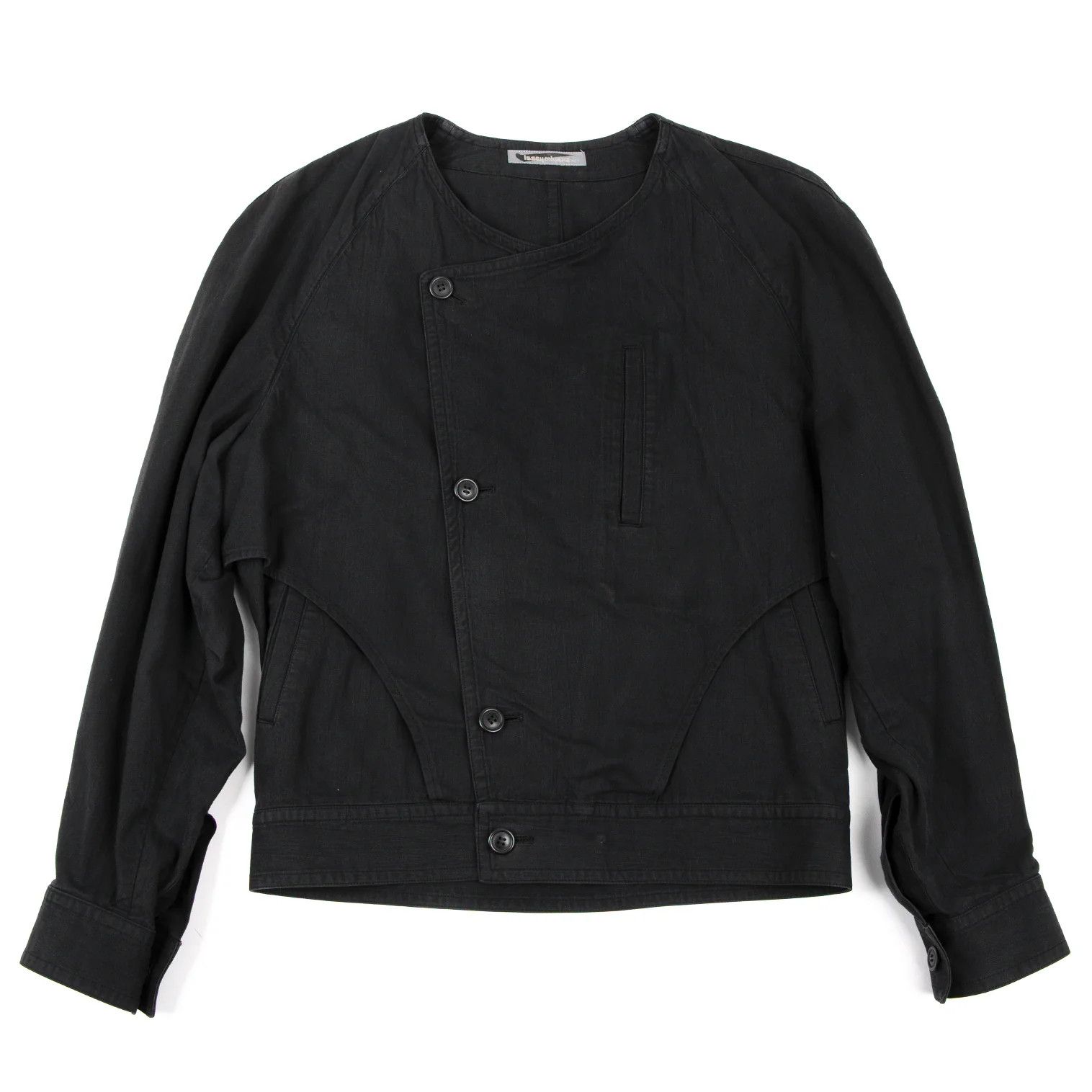 Issey Miyake Cotton Layered No-Collar Jacket in Black Size M Size US M / EU 48-50 / 2 - 1 Thumbnail