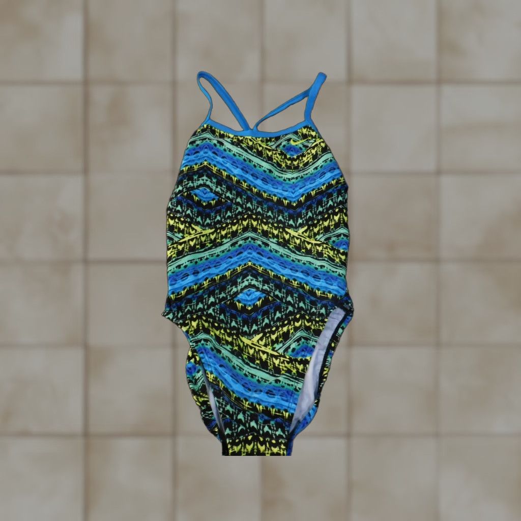 Nike Nike Swimsuit Womens 36 Blue Green Black Performance Poly Swim NESS5013 Training Size ONE SIZE - 1 Thumbnail