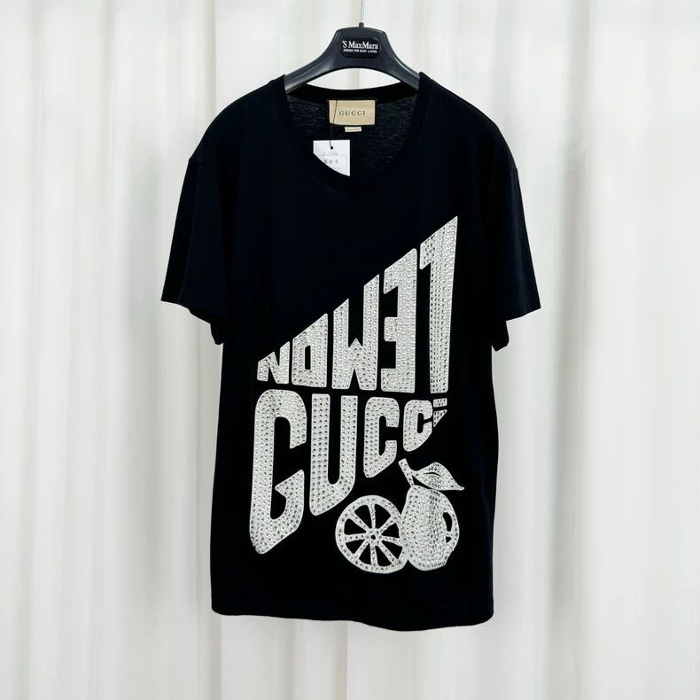 Gucci Heavy industry rhinestone letter short sleeves