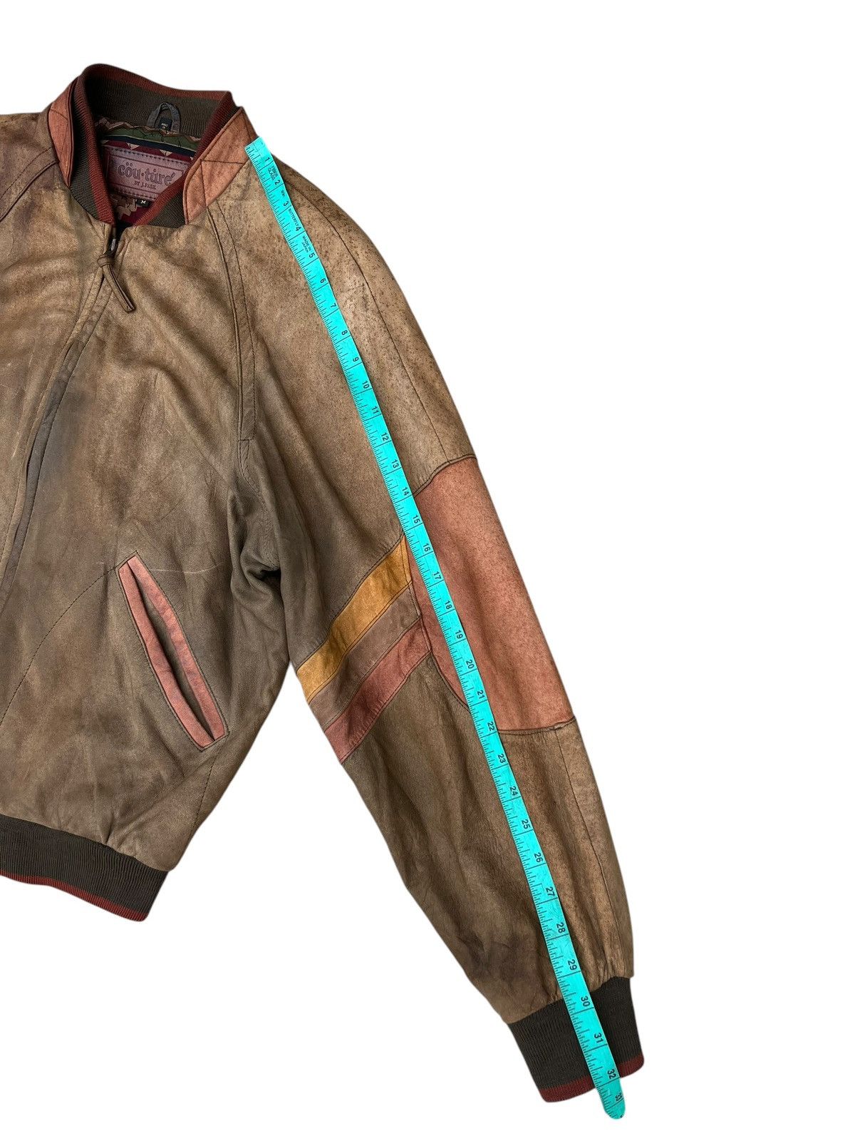 Leather Vintage Couture by J. Park Patina Leather Bomber Jacket Size US M / EU 48-50 / 2 - 3 Thumbnail