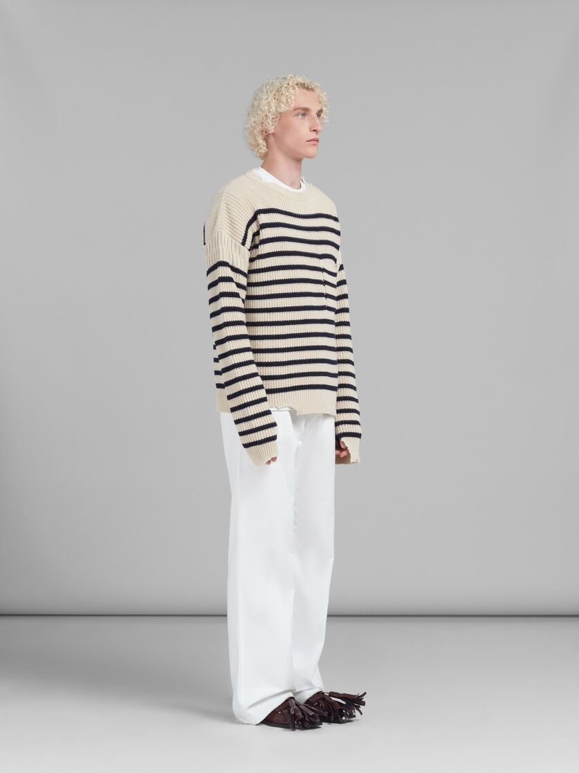 Marni oc11z0525 Striped Fisherman Jumper in White Size US L / EU 52-54 / 3 - 4 Thumbnail