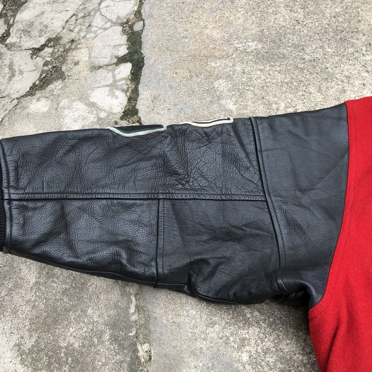 Japanese Brand 🔥Grailed🔥🇯🇵Posh Boy Sleeves Leather Wool Heavy Varsity Jacket Size US XL / EU 56 / 4 - 10 Thumbnail