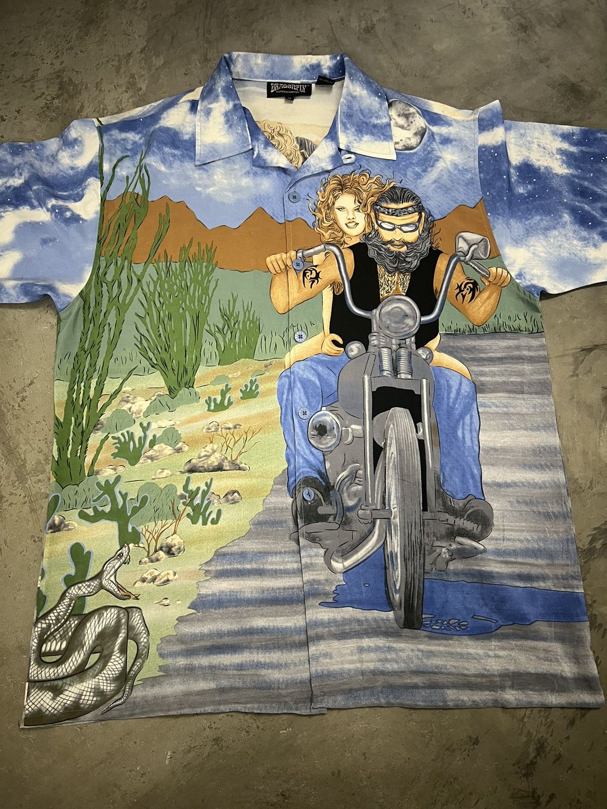 Dragonfly × Vintage 90s Dragonfly biker button up shirt Size US XL / EU 56 / 4 - 1 Thumbnail