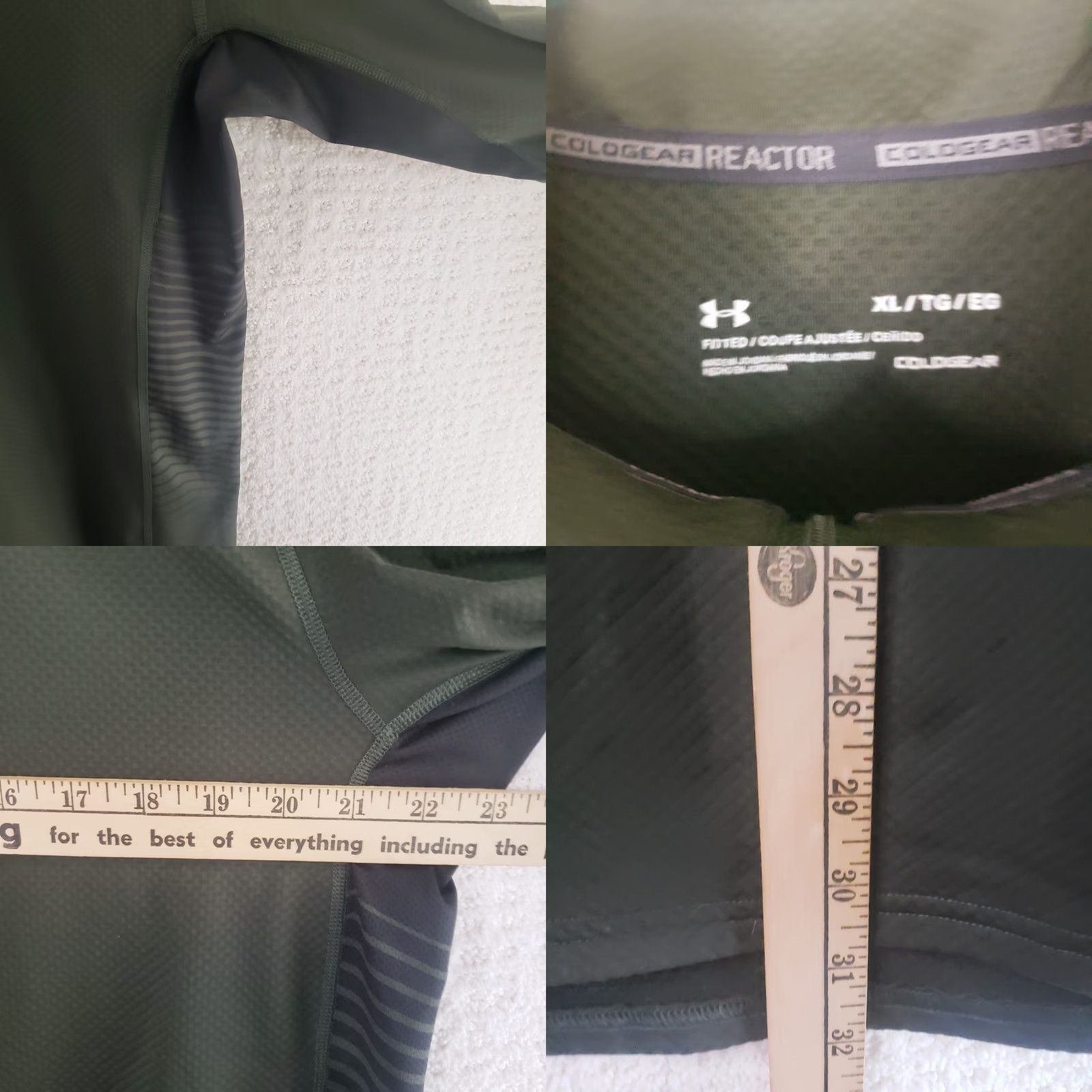 Under Armour Under Armour Cold Gear Reactor 1/4 Zip Fitted Pullover Men XL Dark Green Colorblock Mock Neck Zip Pullover Mens Size US XL / EU 56 / 4 - 10 Thumbnail