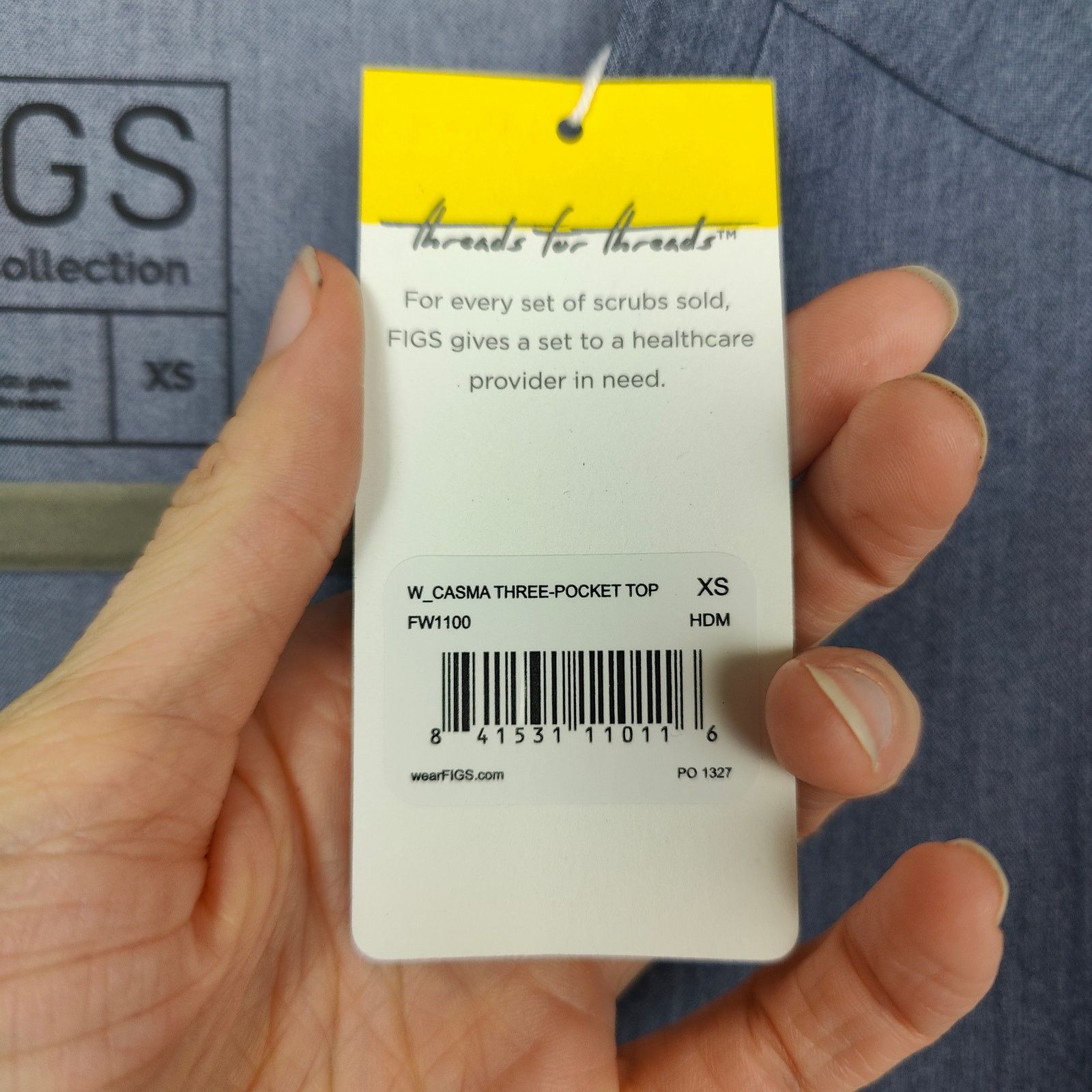 Other Figs Casma Scrub Top Womens XS Heather Denim Gray V-Neck Size XS / US 0-2 / IT 36-38 - 6 Thumbnail